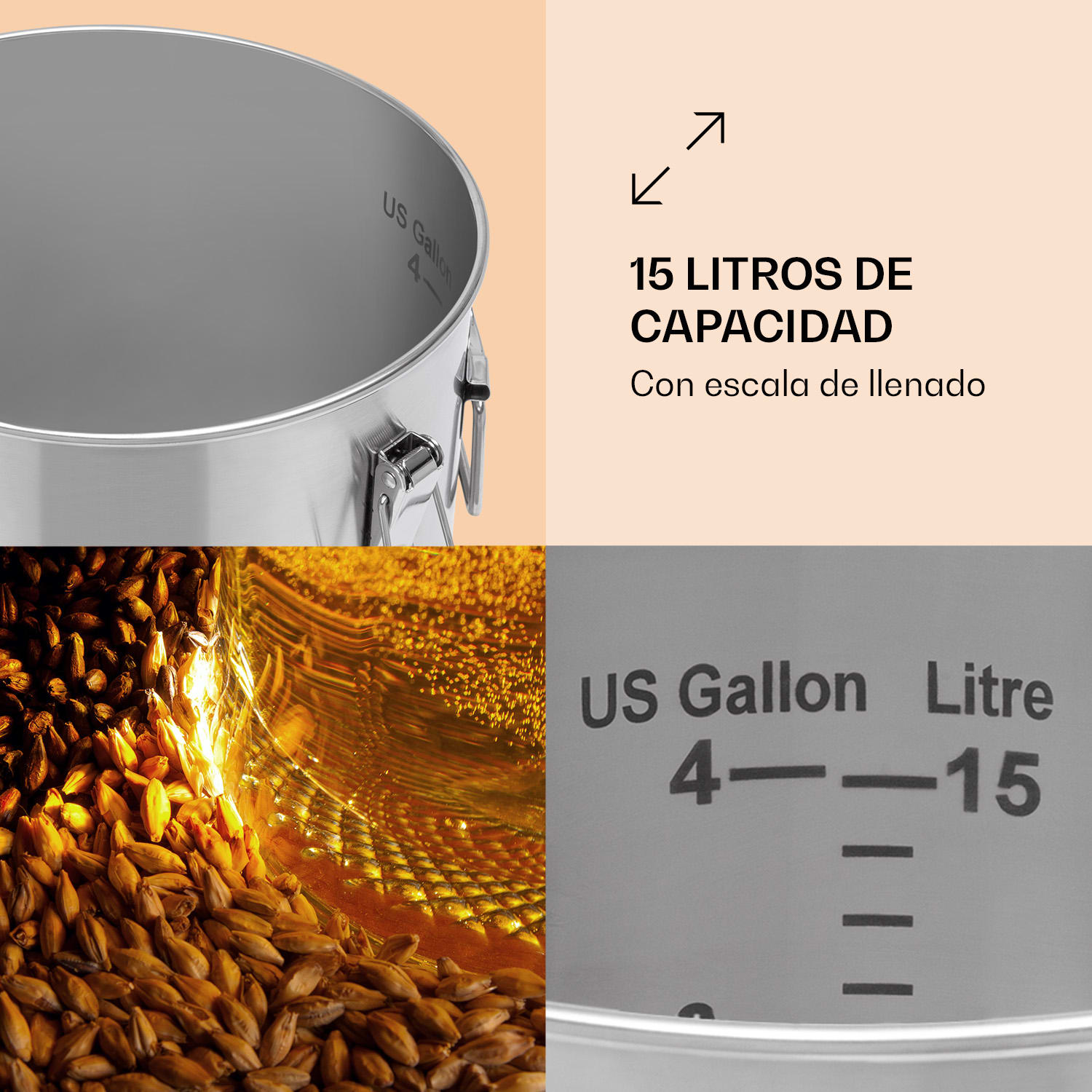 Caldera de fermentación Gärkeller Pro 15 litros válvula de drenaje de levadura acero inoxidable 304 Caldera de fermentación Gärkeller Pro 15 litros válvula de drenaje de levadura acero inoxidable 304 