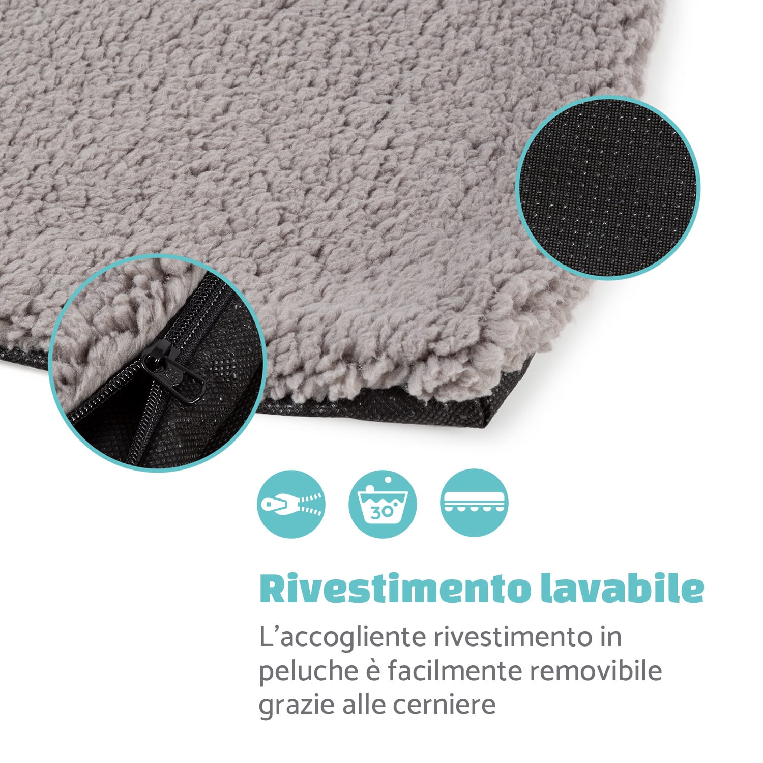 Luna, Rivestimento di Ricambio per Lettino per Cani | Lavabile | Antiscivolo | Traspirante | Taglia XL (120x5x85 cm) XL | Grigio medio