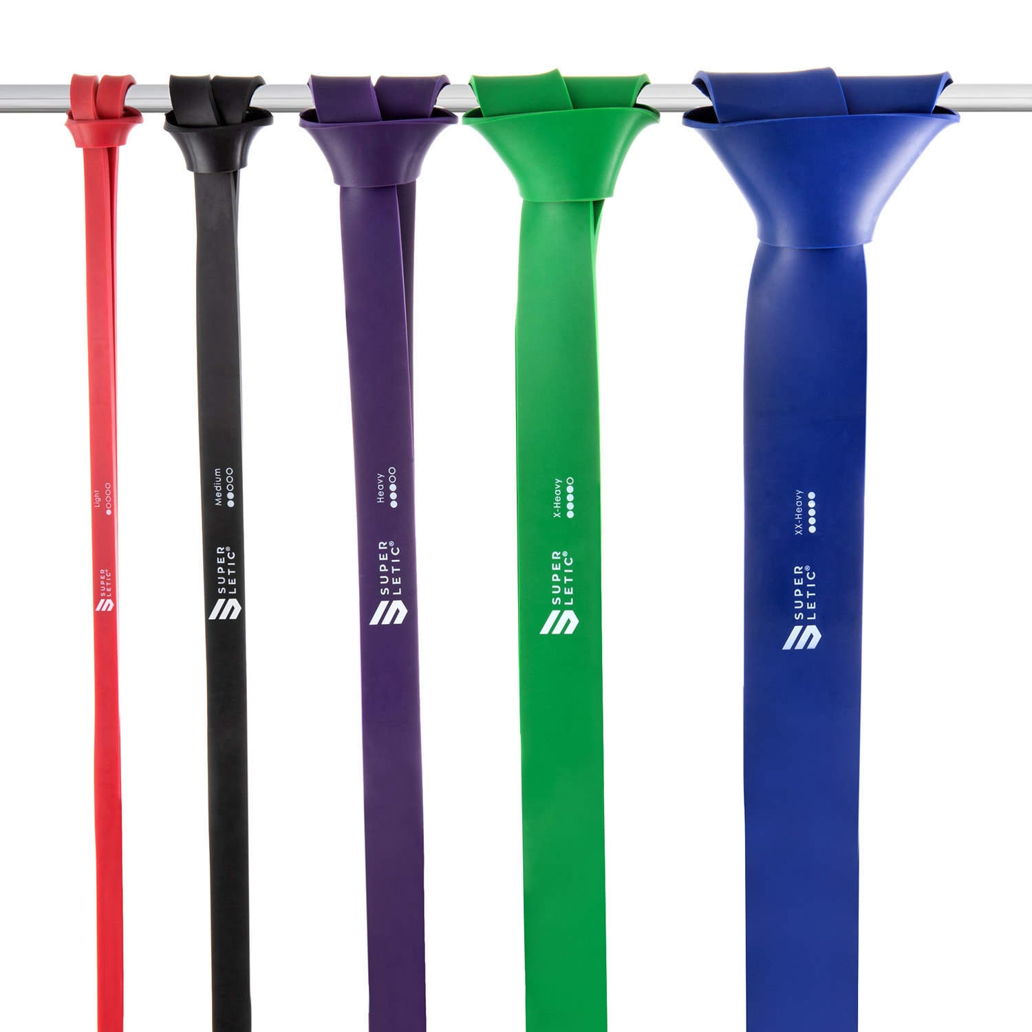 Uros, gumy do ćwiczeń Powerband, zestaw 5 sztuk, pętla, 100% lateks 5er-Set