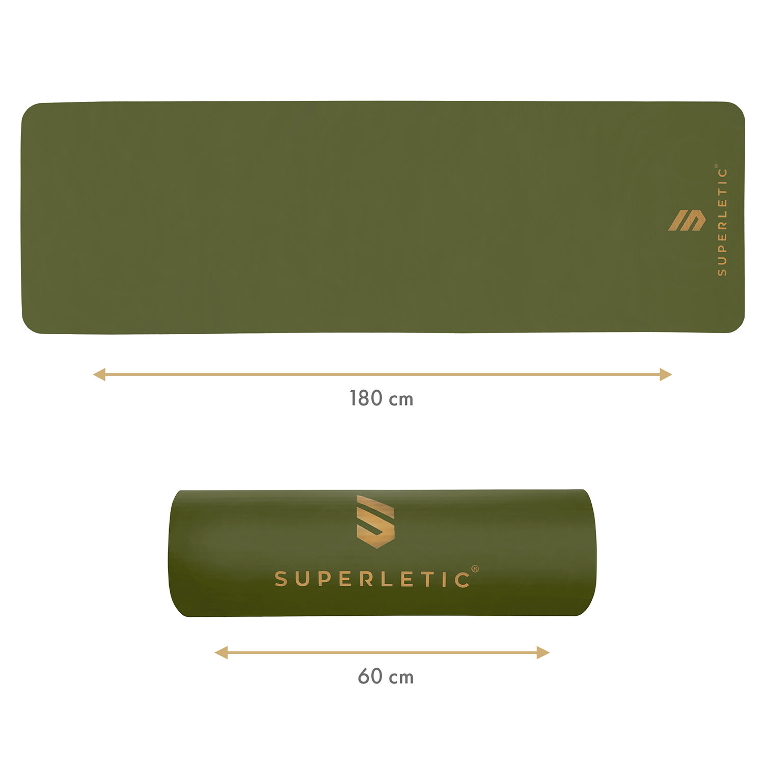 Deva, mata gimnastyczna, 180 x 0,8 x 60 cm, pianka NBR, antypoślizgowa, z pasem do przenoszenia Oliwkowa Zieleń
