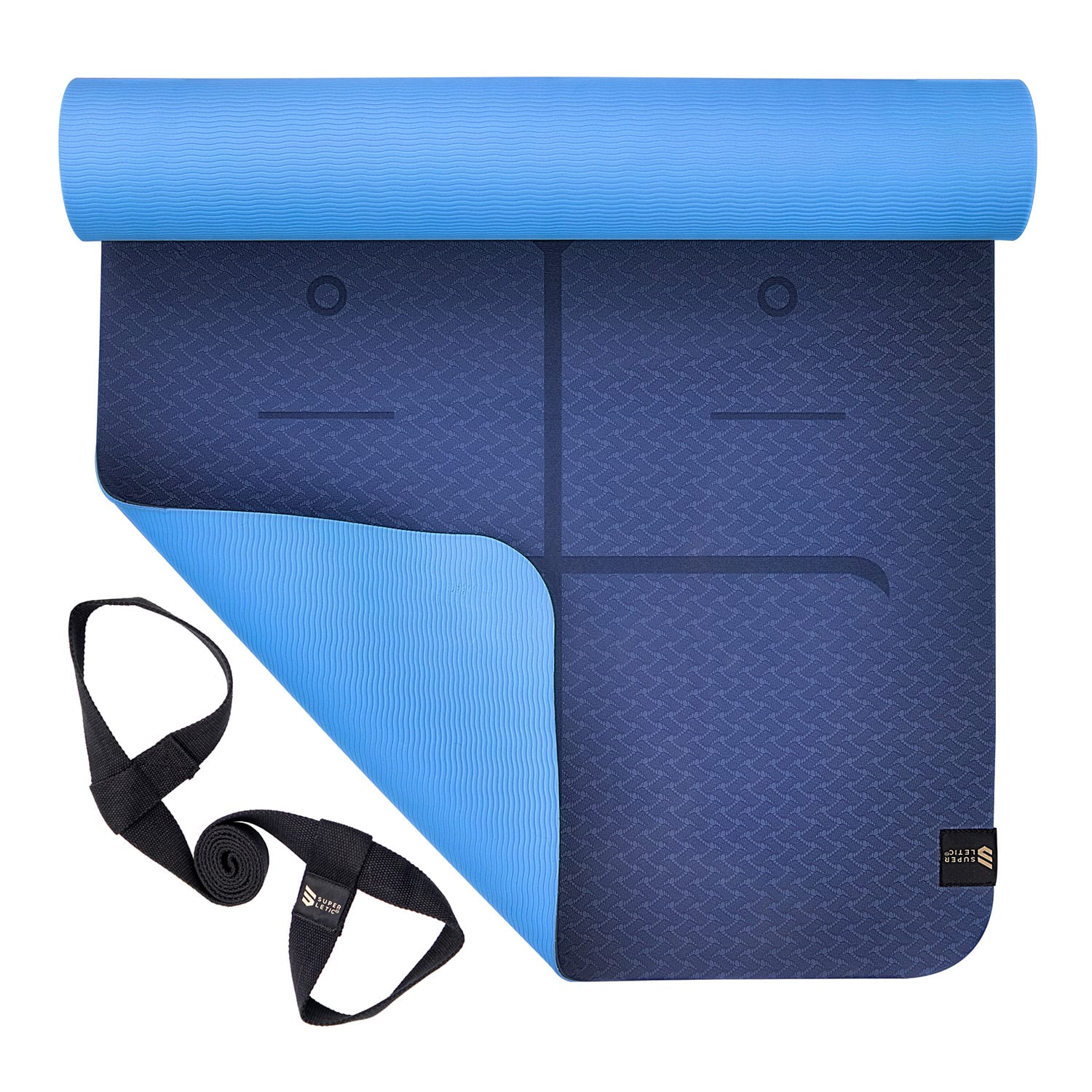 Ojas, Professional, jógaszőnyeg, 183 × 0,5 × 61 cm, TPE, testtartási vonalak Blue Haze