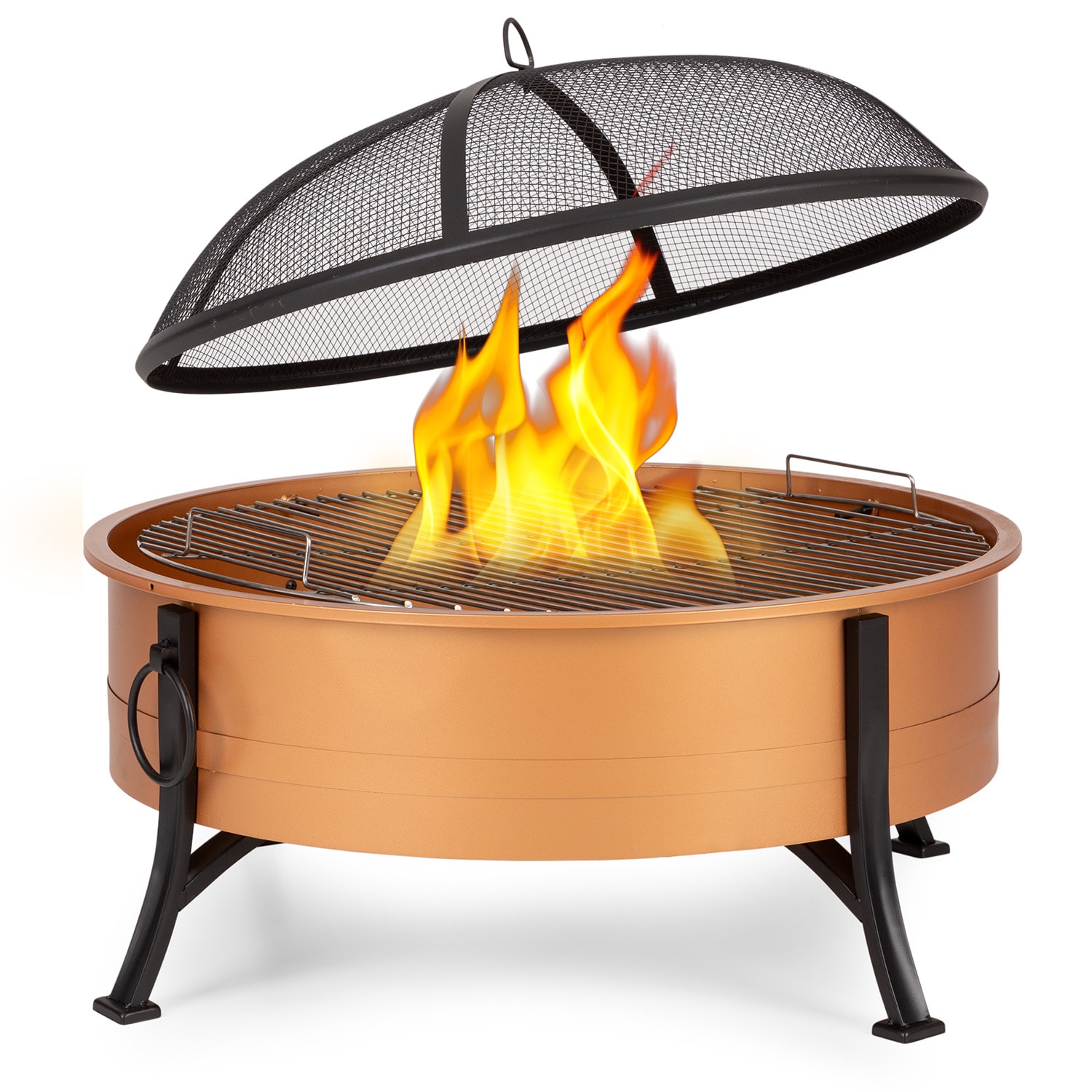Catania 2-i-1 Eldskål Ø80cm gnistskydd Ø70cm grill stål koppar Koppar Metallic