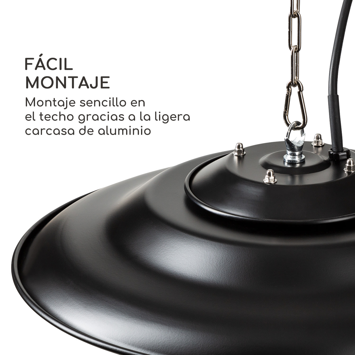 Hitzkopf Radiador de techo por infrarrojos tubo calefactor halógeno de 2 niveles 750/1500 W Negro