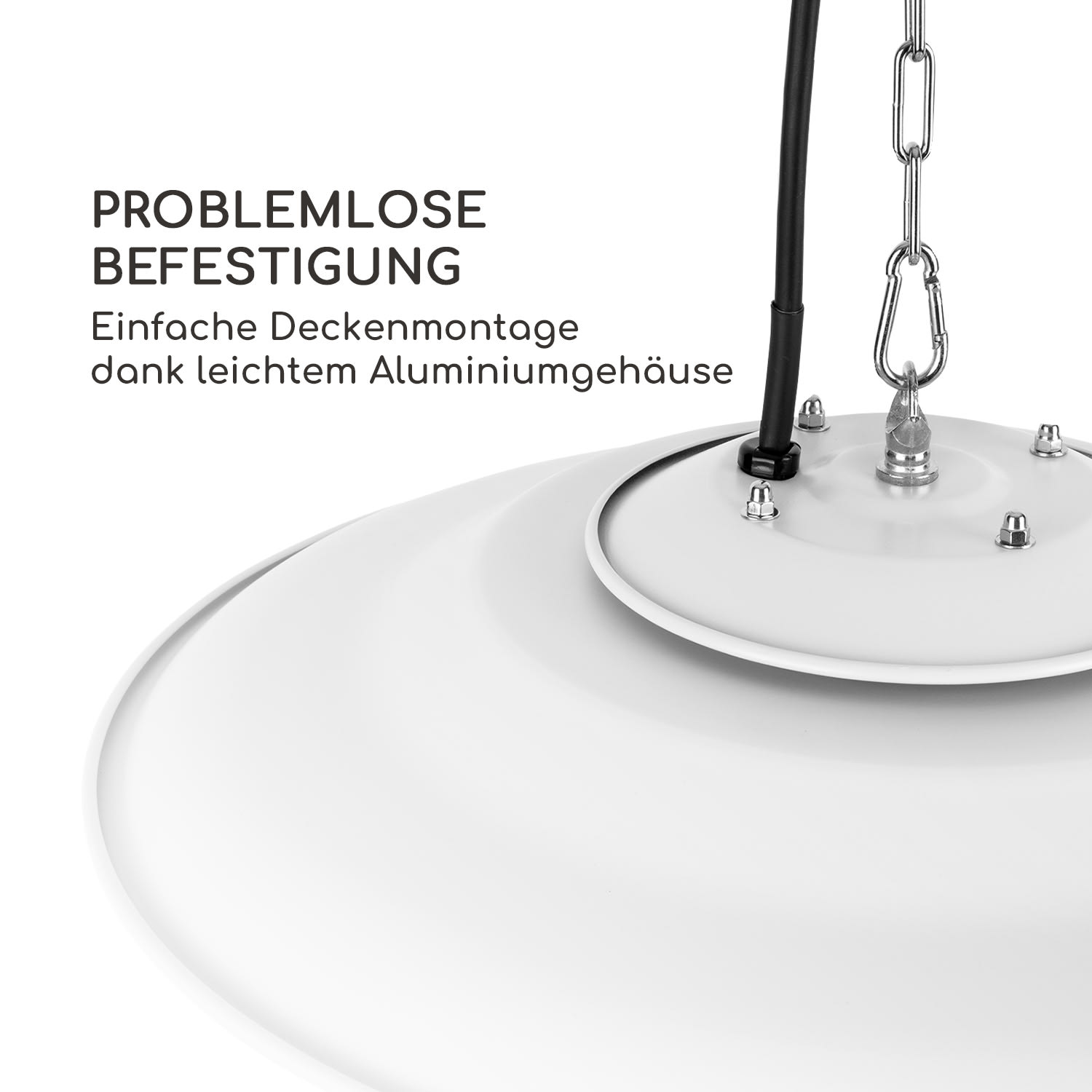 Hitzkopf Infrarot-Deckenheizstrahler Halogen-Heizröhre 2 Stufen 750/1500 W Weiß