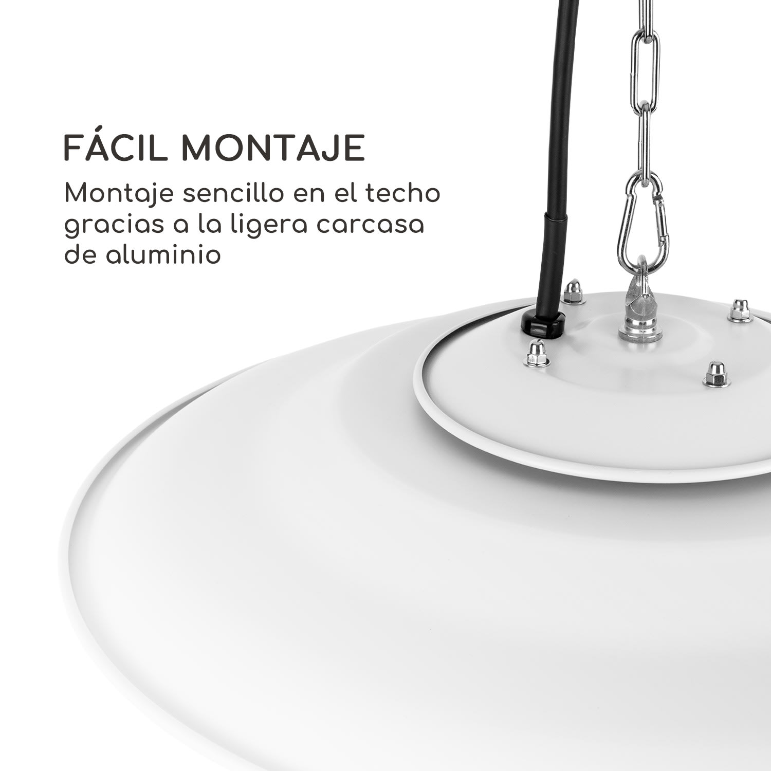 Hitzkopf Radiador de techo por infrarrojos tubo calefactor halógeno de 2 niveles 750/1500 W Blanco