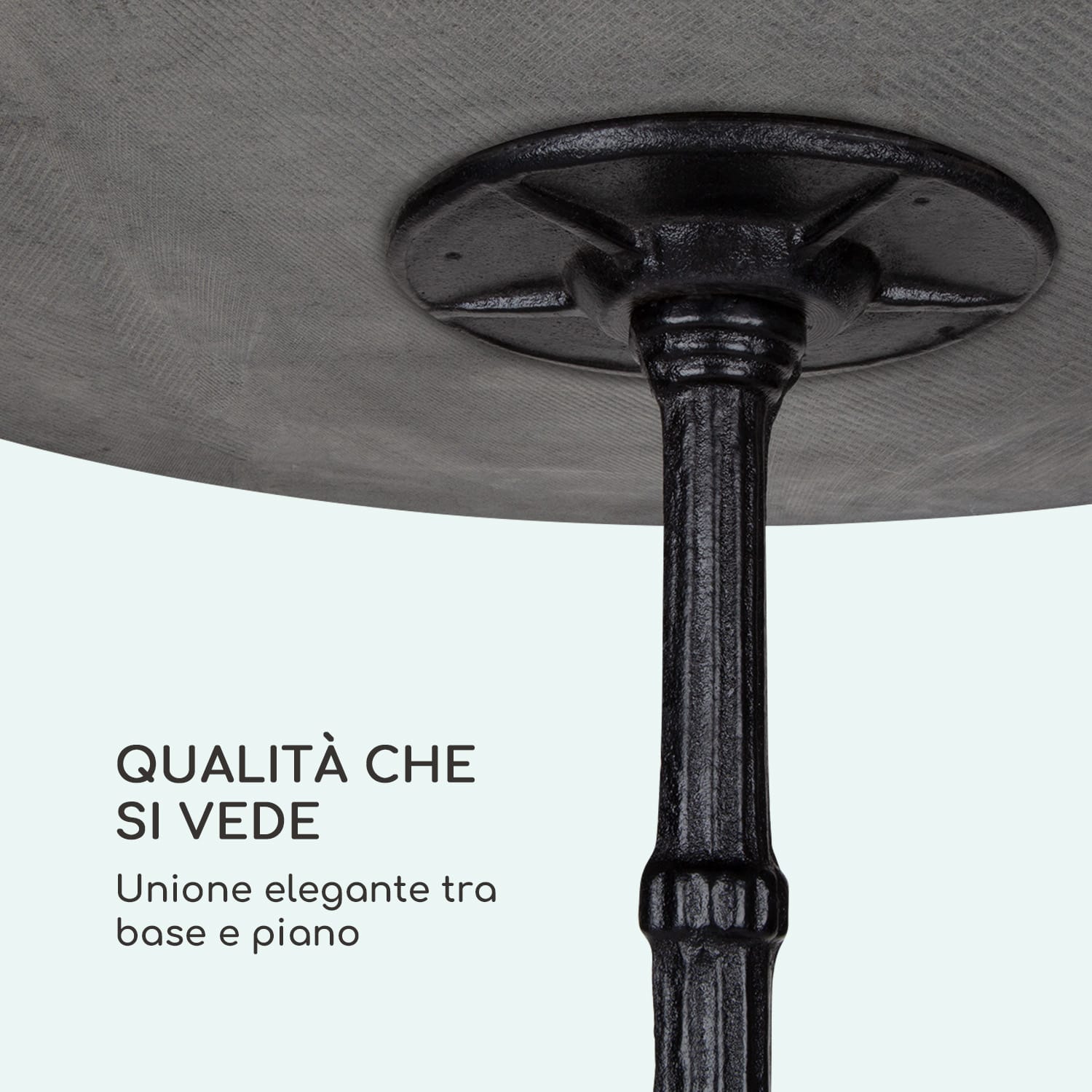 Patras - Tavolino da bistrò, piano in marmo, Ø60 cm, base d'appoggio in ghisa Nero
