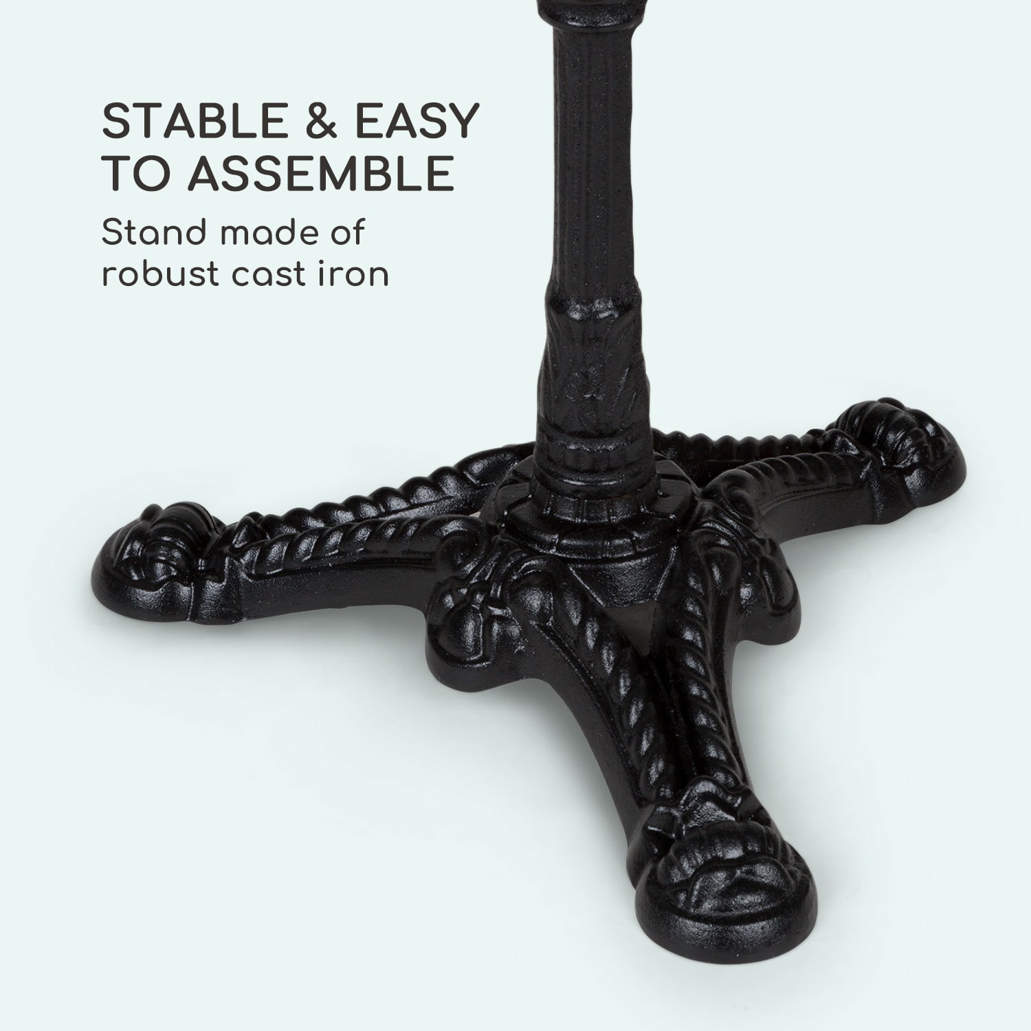 Patras, bistro stůl, mramorová deska, Ø 60cm, litinová noha Černá