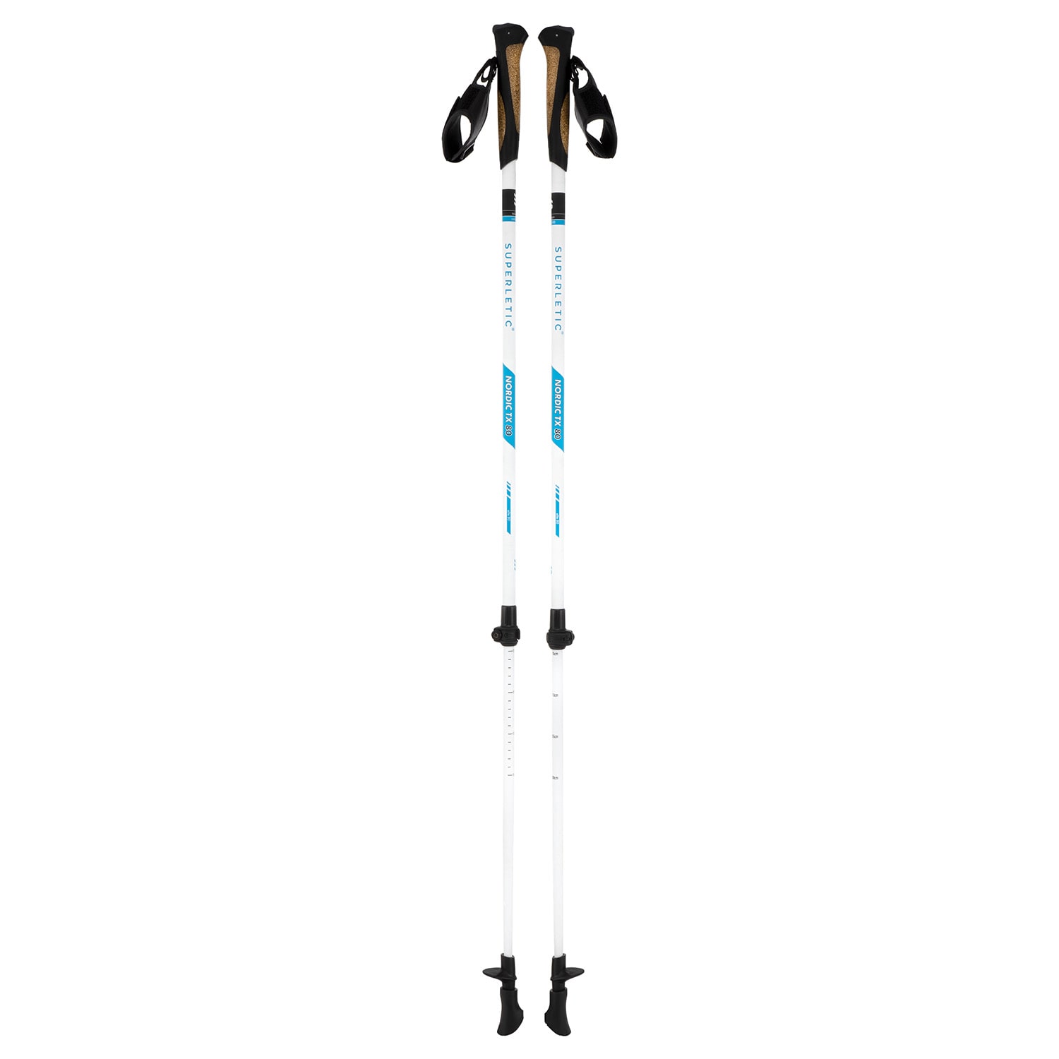 Pau TX Professional, bețe nordic walking, 50% carbon, 100 - 130 cm, mânere din plută profesional | Alb