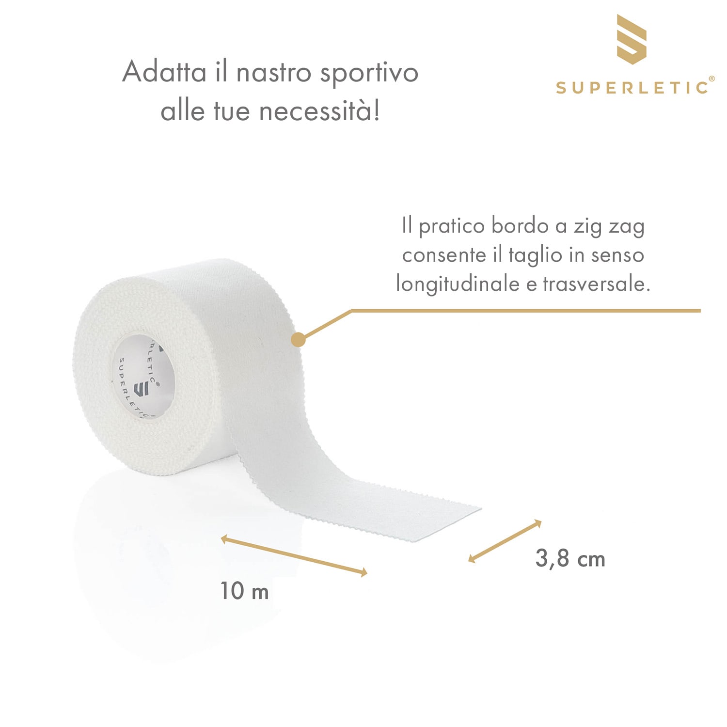 Gyurka Essential, Nastro adesivo per lo sport, 6 pz., 10 m x 3,8 cm, cotone, non elastico, resistente all'acqua 