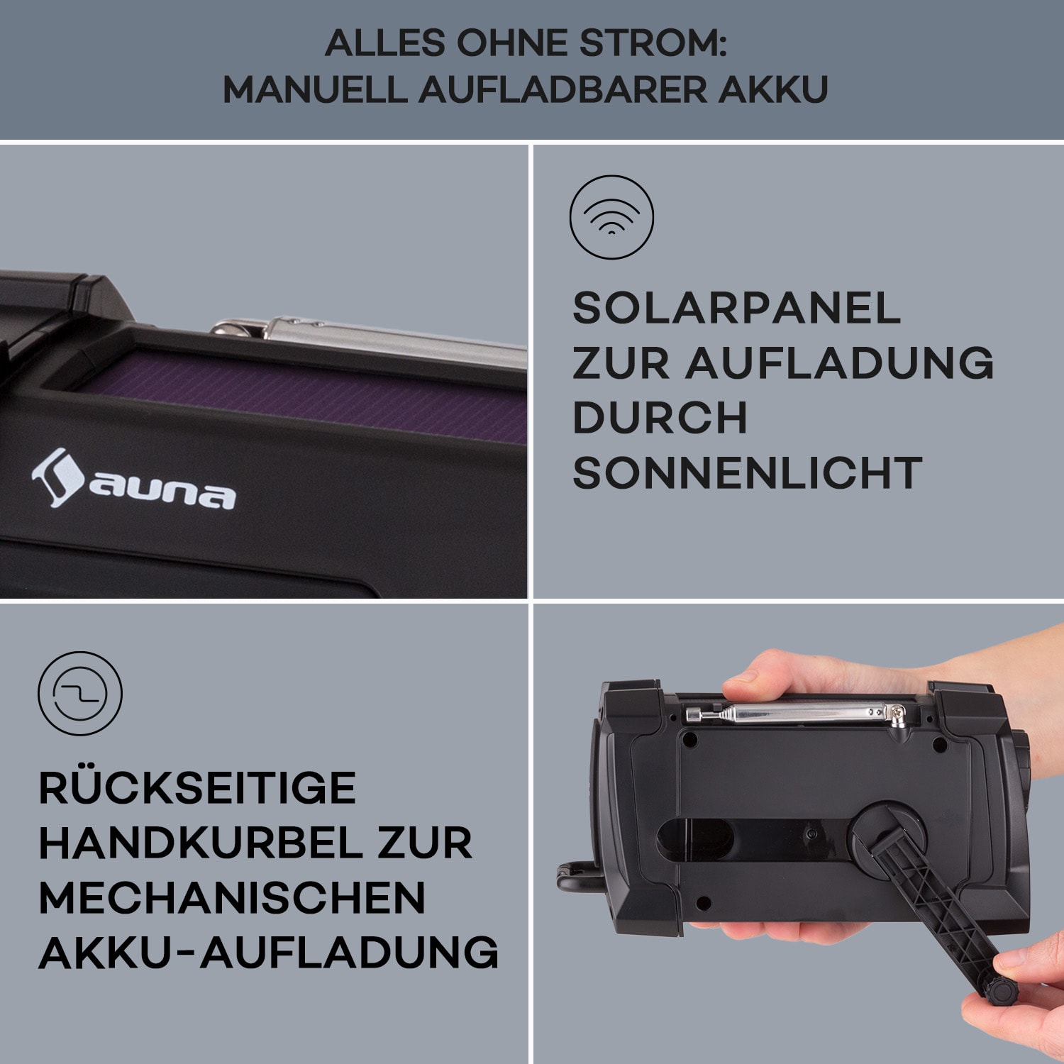 Patagonia DAB+ Outdoor-Radio DAB / DAB+ / FM Kurbelaufladung USB   SOS-Alarm wasserdicht Schwarz