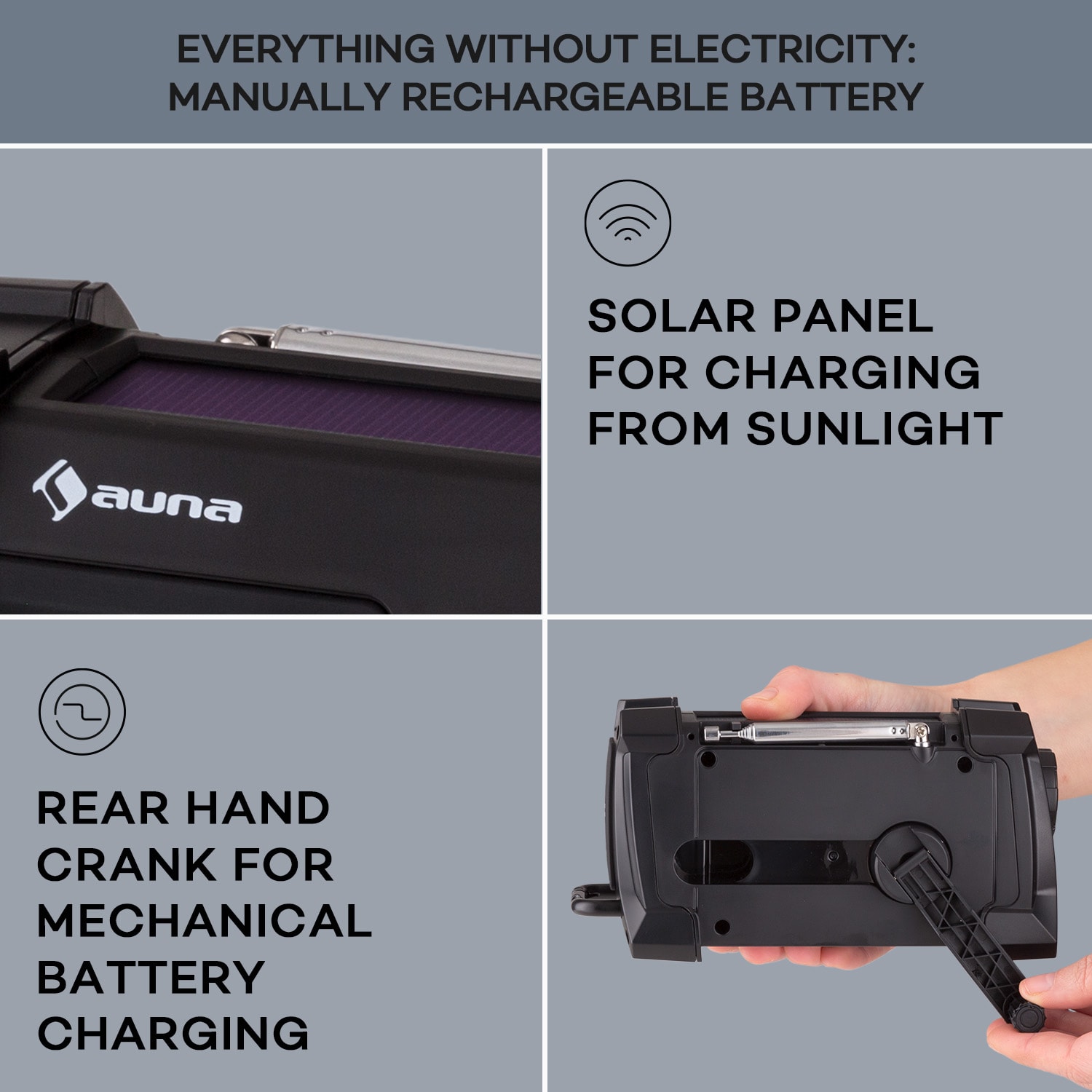 Patagonia DAB+ Outdoorové rádio DAB / DAB+ / FM Nabíjanie kľukou USB SOS Alarm Vodotesné Čierna