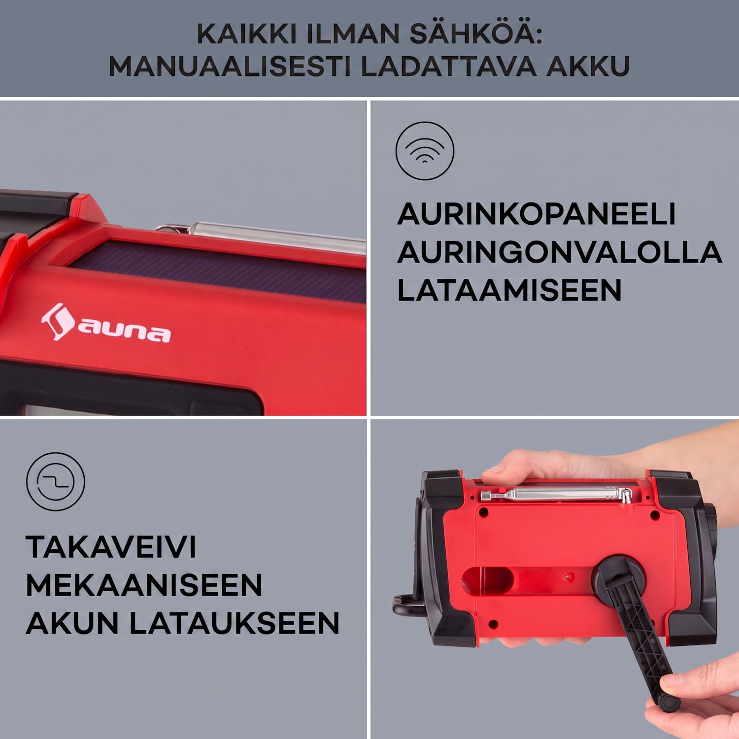 Patagonia DAB+ ulkoradio DAB/DAB+/FM kampilataus USB SOS-hälytys vesitiivis Punainen