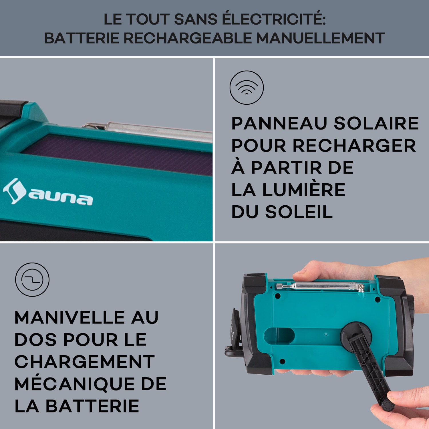 Patagonia DAB+ radio d'extérieur DAB/DAB+/FM recharge par manivelle USB SOS alarme étanche