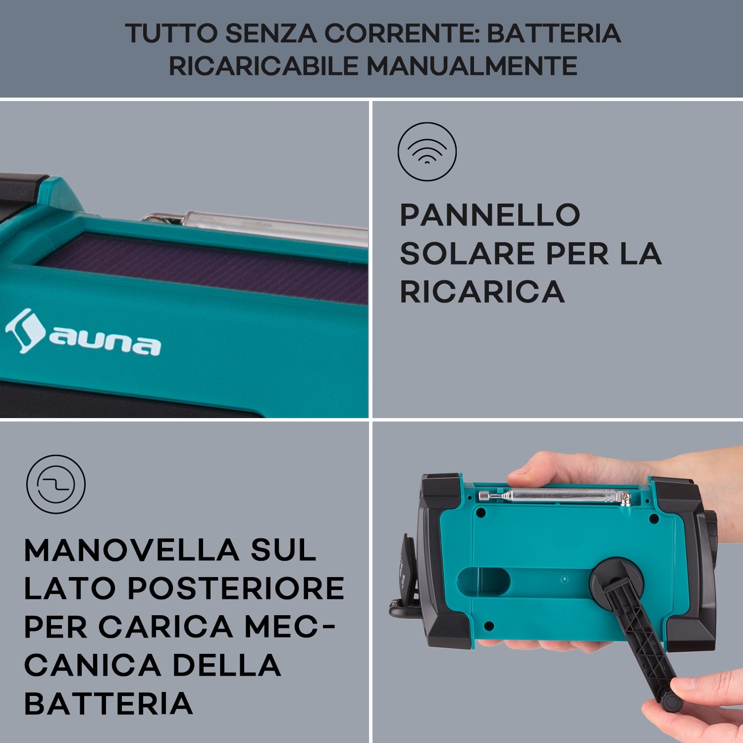 Patagonia DAB+ - Radio outdoor, DAB/DAB+/FM, carica a manovella, USB, allarme SOS, impermeabile Verde