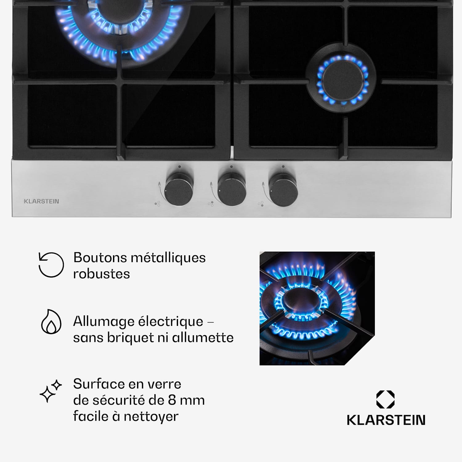 Alchemist 3 gaskookplaat 3-pits aluminium brander glaskeramiek 60 cm | 3 brander | Zilver