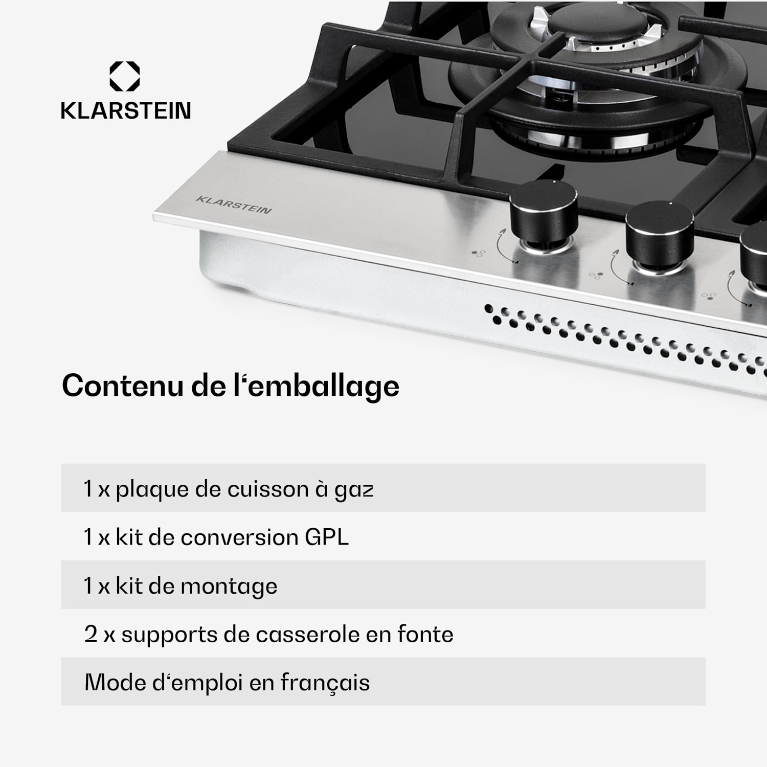 Alchemist 3 gaskookplaat 3-pits aluminium brander glaskeramiek 60 cm | 3 brander | Zilver