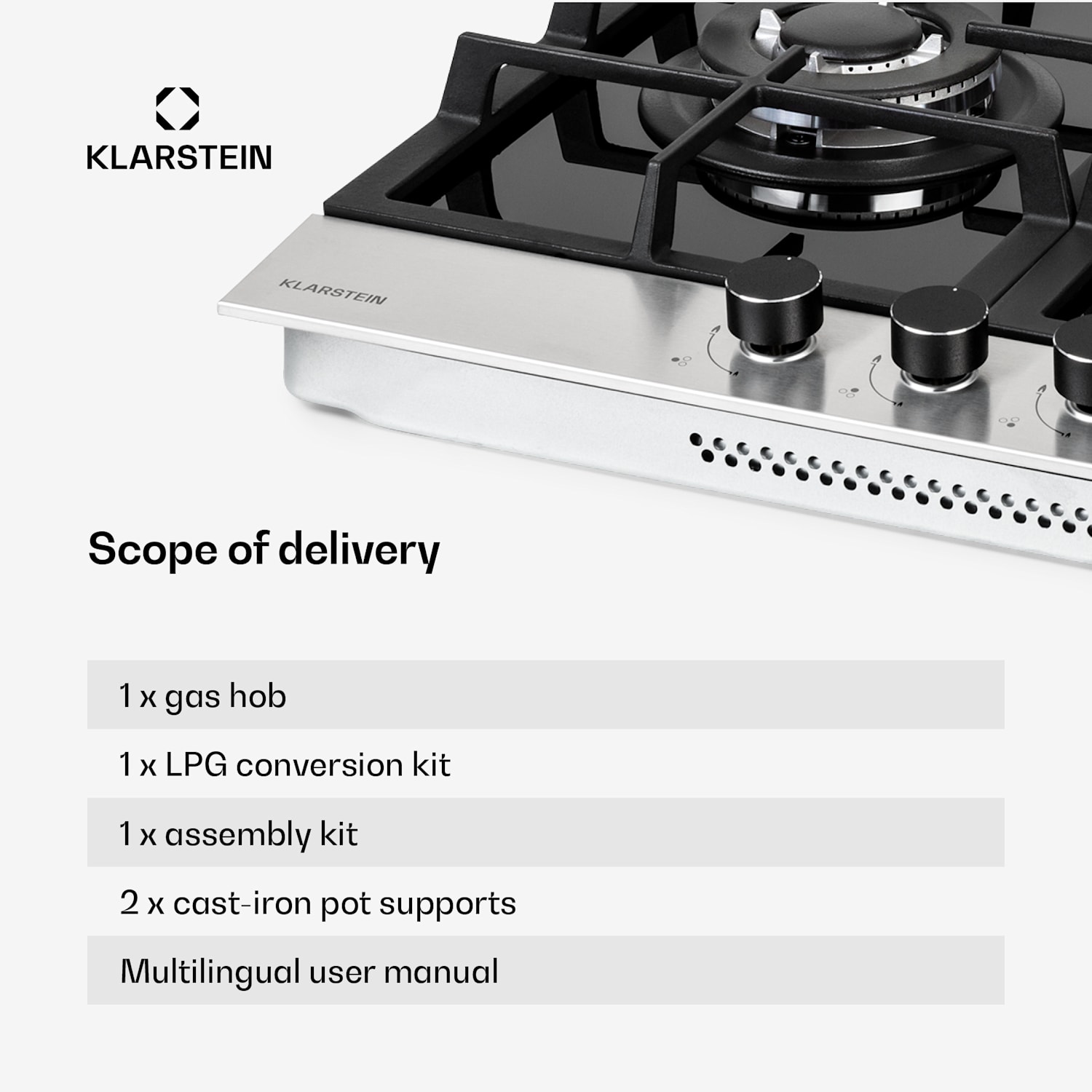 Alchemist 3 gaskookplaat 3-pits aluminium brander glaskeramiek 60 cm | 3 brander | Zilver