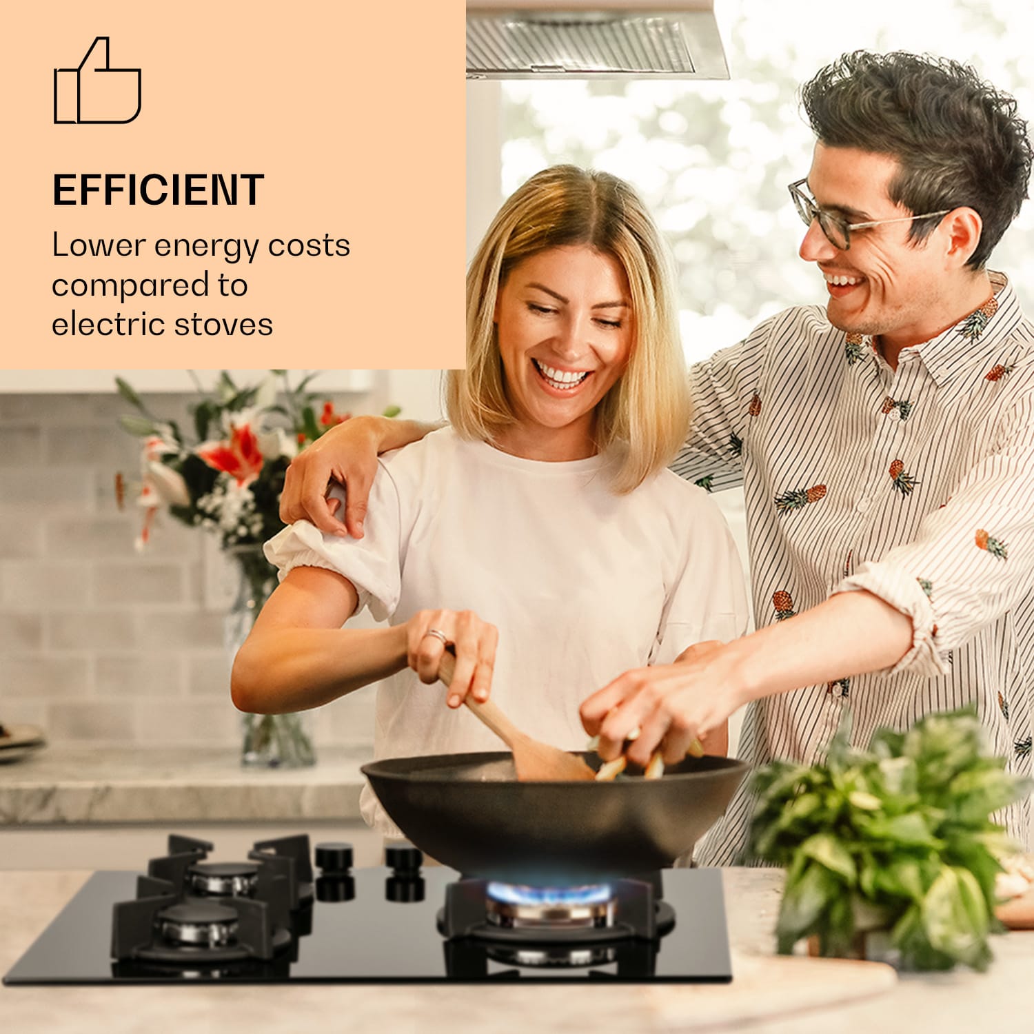 Goldflame 3, gázfőzőlap, 3 Messing égő, üvegkerámia 