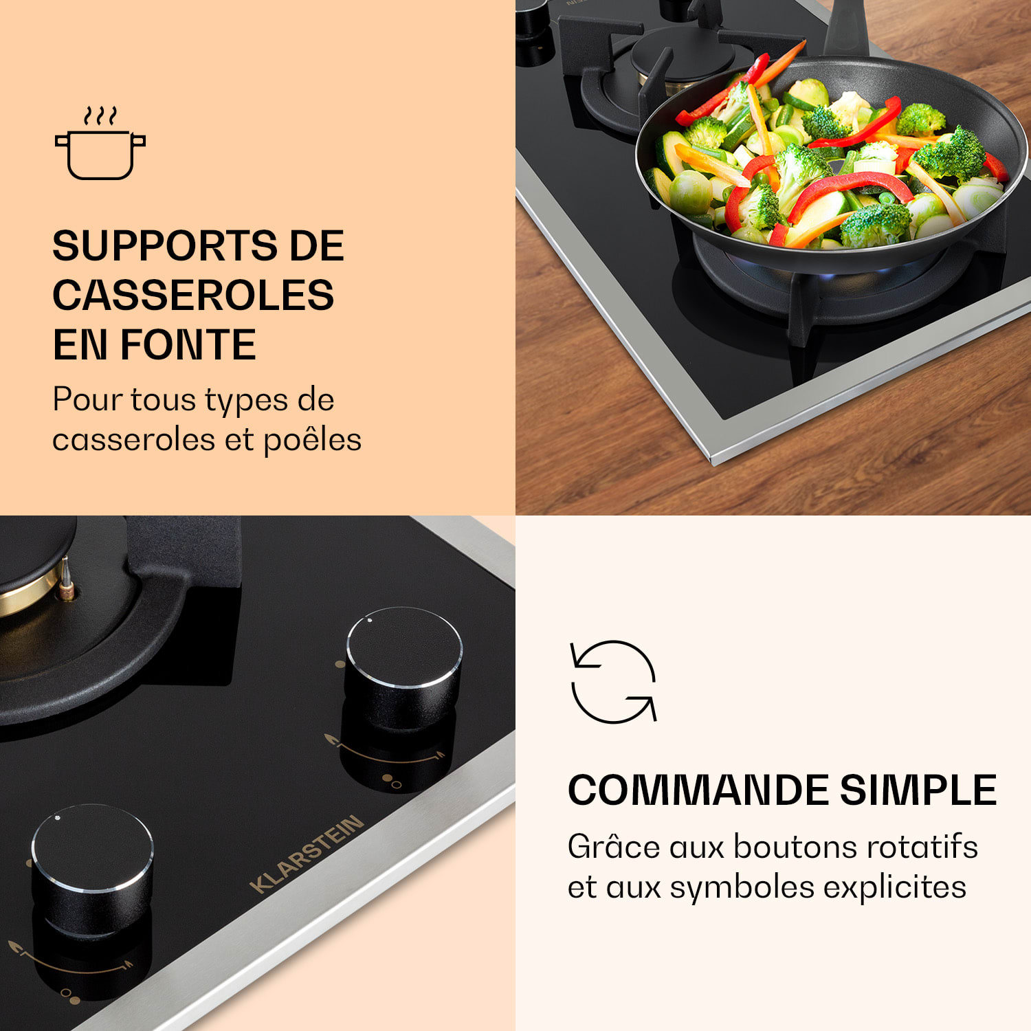 Goldflame Domino Prime gaskookplaat 2 pits messing brander glaskeramiek 30 cm | Glas | Zwart