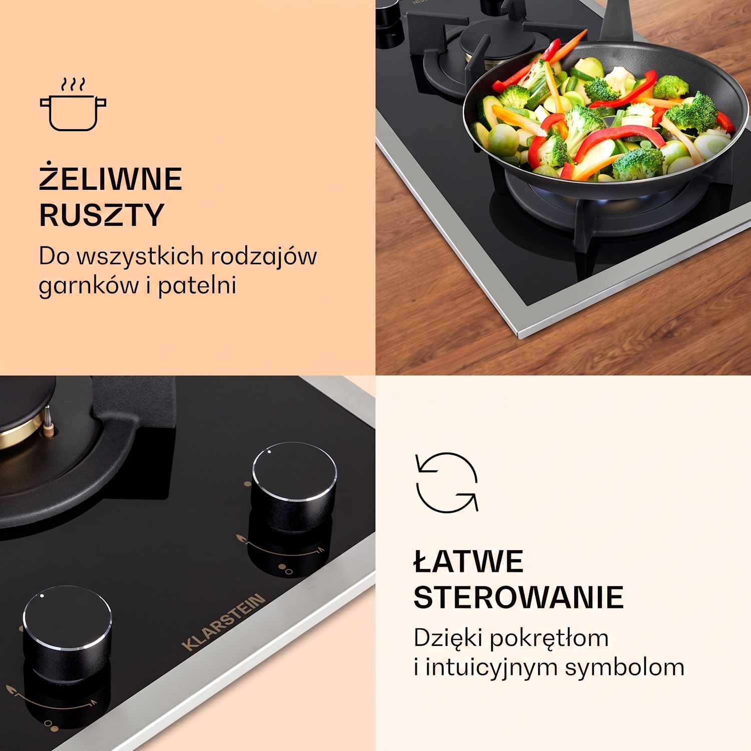 Goldflame Domino Prime, płyta gazowa, 2 palniki z mosiądzu, szkło ceramiczne 30 cm | Szkło | Czarny