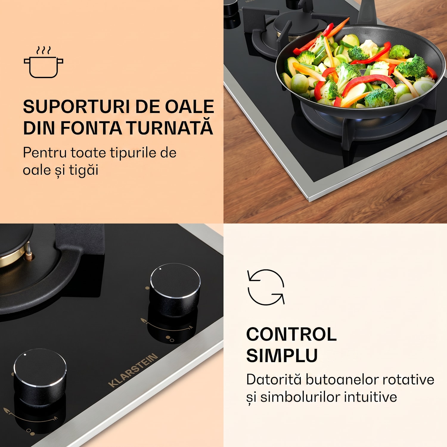 Goldflame 2, plită pe gaz, 2 arzătoare, arzătoare Messing, sticlă ceramică 30 cm | Sticlă | Negru