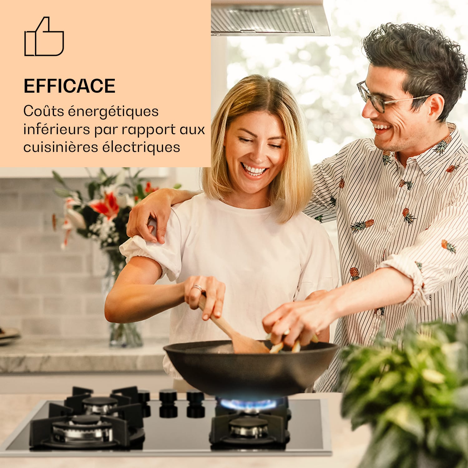 Goldflame Domino 4 Prime gaskookplaat 4 pits messing brander glaskeramiek 60 cm | Glas | Zwart