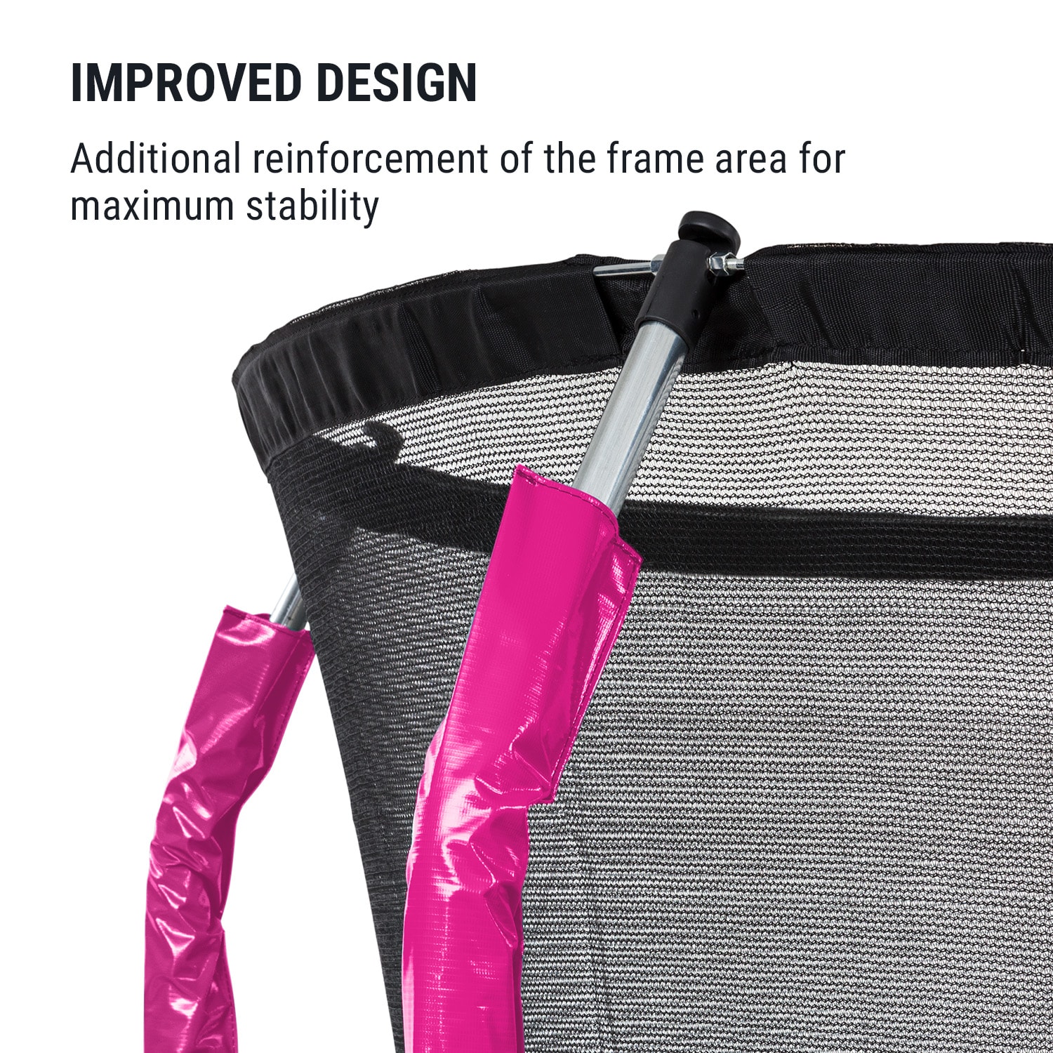 Jumpstarter, trambulin, 2,5 m Ø, háló 120 kg max., 195 cm Ø ugrófelület Fukszia