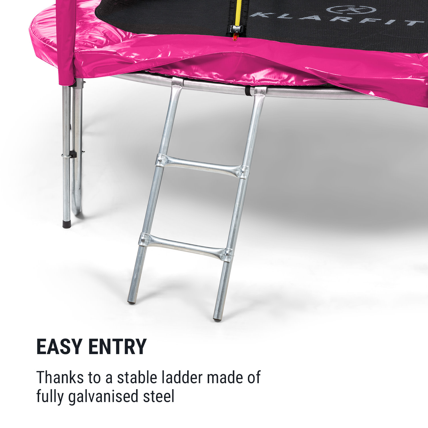 Jumpstarter, trambulin, 2,5 m Ø, háló 120 kg max., 195 cm Ø ugrófelület Fukszia