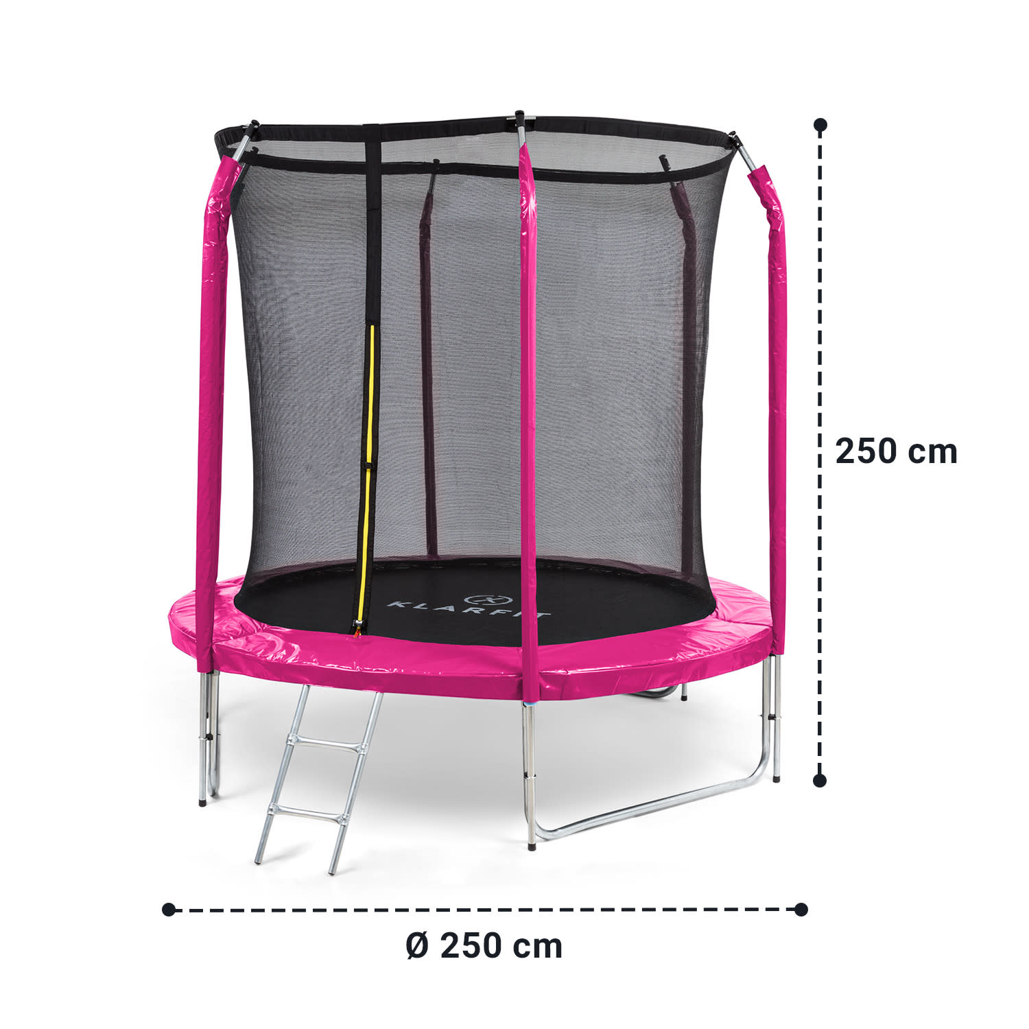 Jumpstarter, trambulin, 2,5 m Ø, háló 120 kg max., 195 cm Ø ugrófelület Fukszia