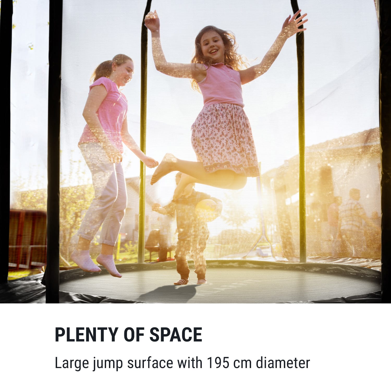 Jumpstarter, trampolina, Ø 2,5 m, siatka, maks. 120 kg, powierzchnia do skakania Ø 195 cm Czarny