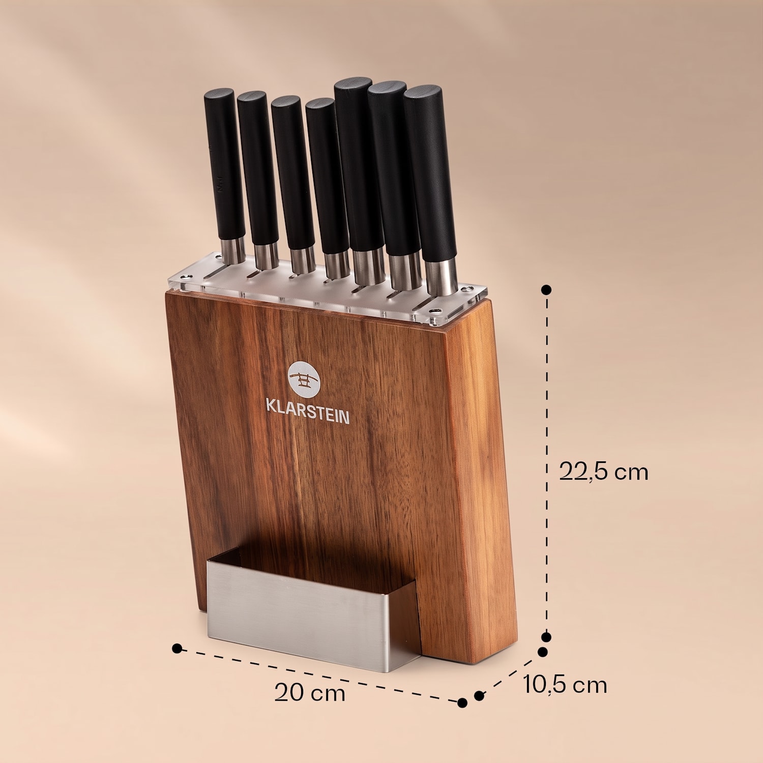 Kitano 8 pcs. Set de couteaux avec bloc 7 couteaux acier élégant bloc en bois Acacia