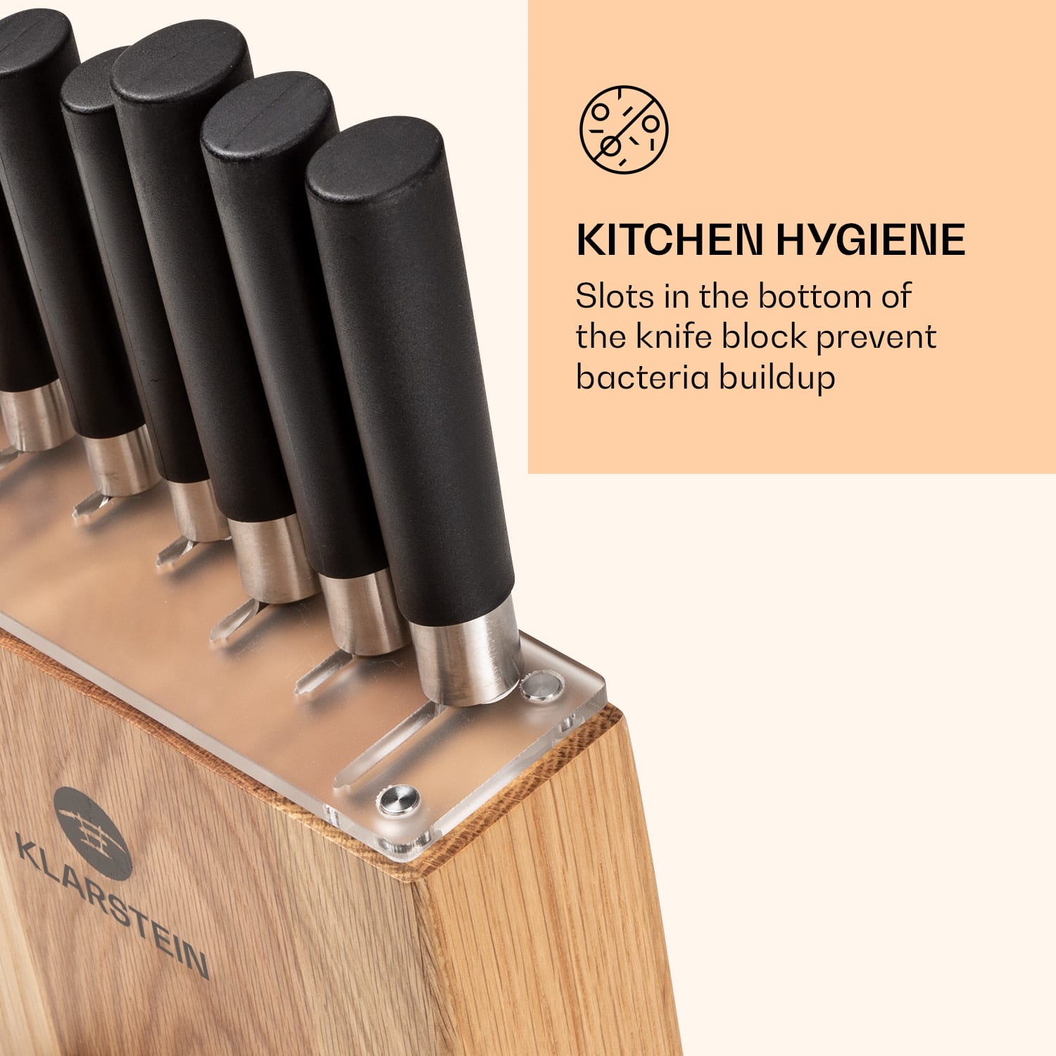 Kitano 8pcs. Knife set with block 7 knives steel noble wooden block Oak
