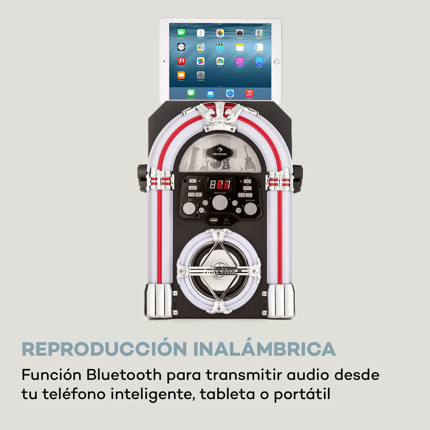 Arizona Sing Gramola BT USB MP3 Reproductor de CD Micrófono con cable 