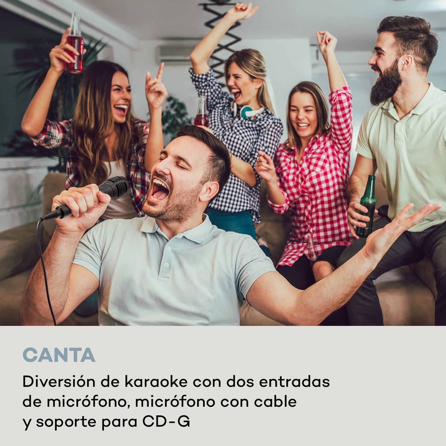 Arizona Sing Gramola BT USB MP3 Reproductor de CD Micrófono con cable 