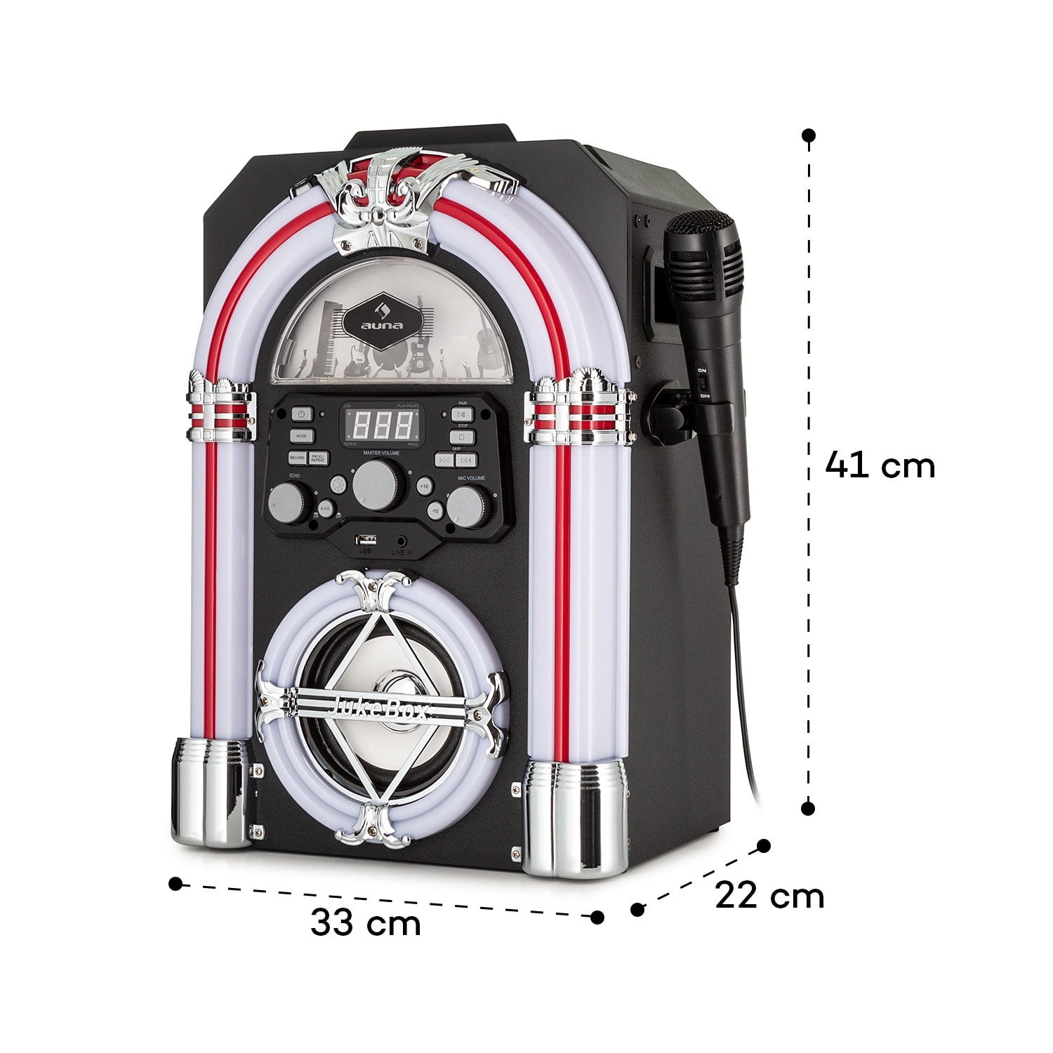 Arizona Sing Gramola BT USB MP3 Reproductor de CD Micrófono con cable 