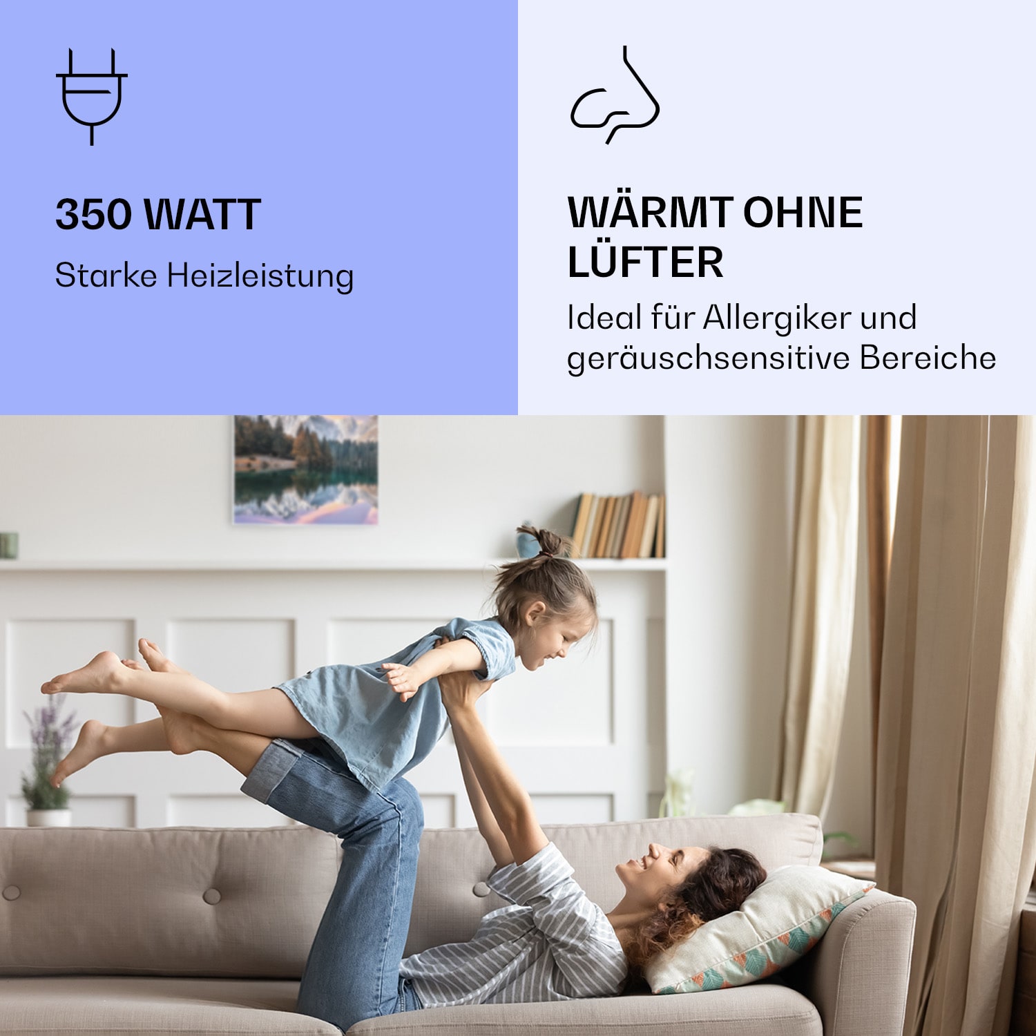 Wonderwall Air Art Smart Infrarotheizung See 60x60cm 350W 60 x 60 cm | 350 W | Sonnenuntergang am See