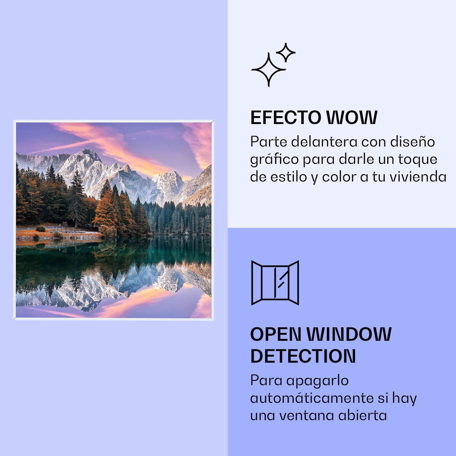 Wonderwall Air Art Calefactor infrarrojo inteligente de lago 60 x 60 cm 350 W 60 x 60 cm | 350 W | Atardecer en el lago