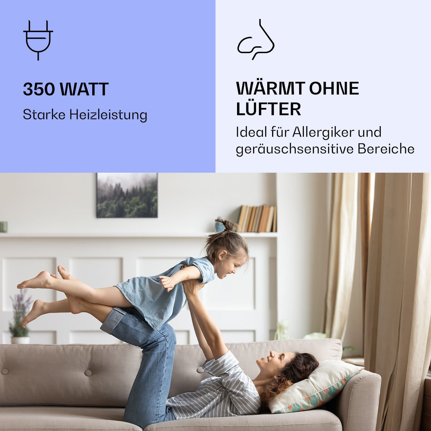 Wonderwall Air Art Smart Infrarotheizung Wald 60x60cm 350W 60 x 60 cm | Wald, schwarzer Rahmen