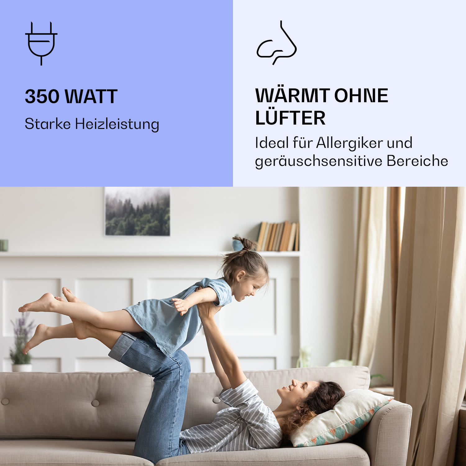 Wonderwall Air Art Smart Infrarotheizung Wald 60x60cm 350W 60 x 60 cm | Wald, weißer Rahmen