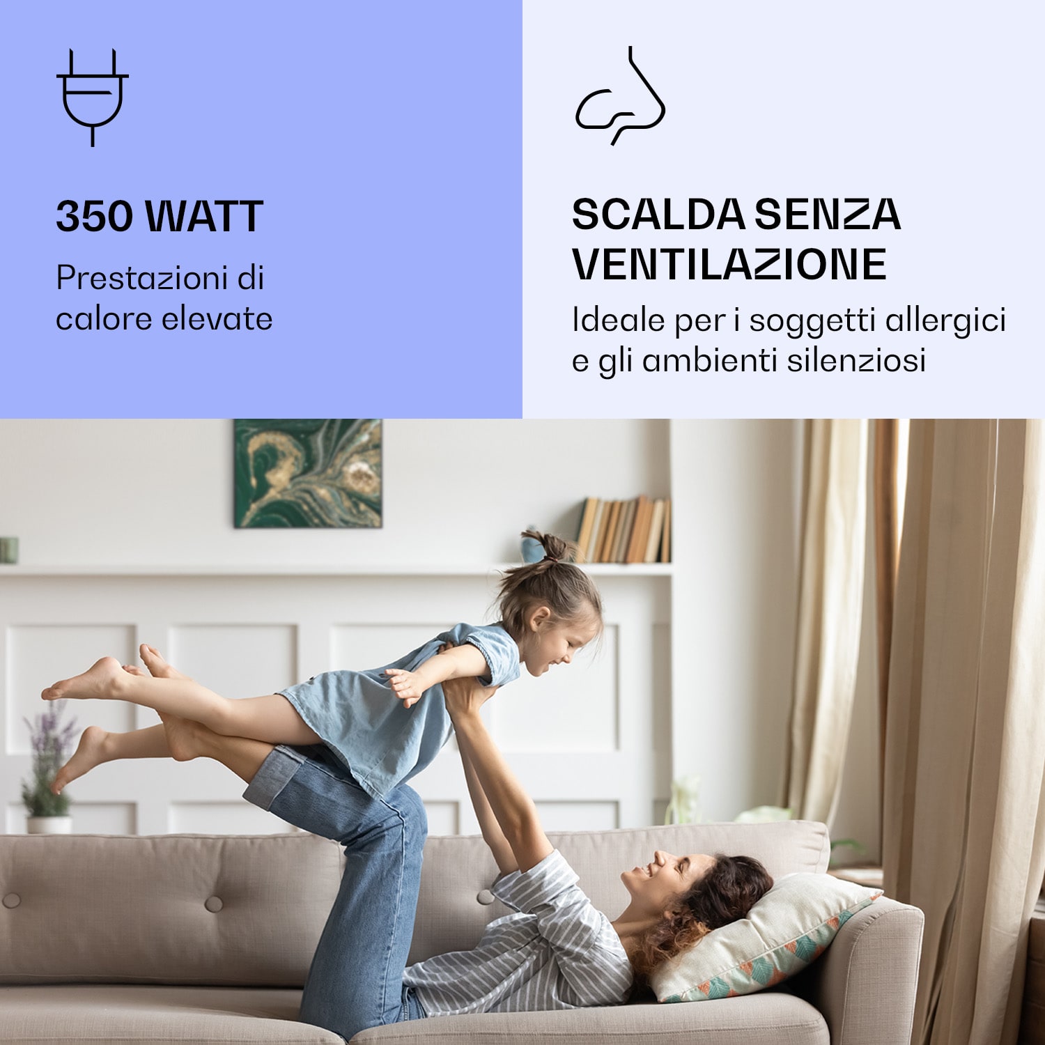 Wonderwall Air Art Smart Riscaldatore a infrarossi Vortice 60x60cm 350W 60 x 60 cm | Turbinii, Black Frame