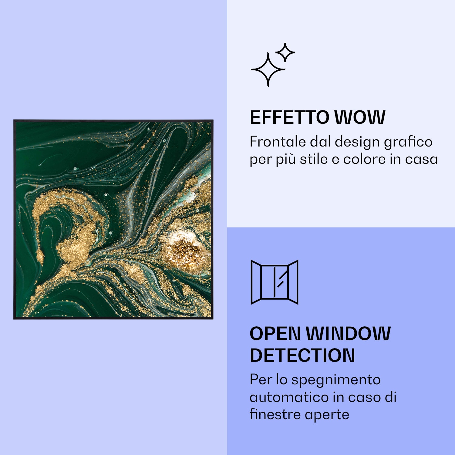 Wonderwall Air Art Smart Riscaldatore a infrarossi Vortice 60x60cm 350W 60 x 60 cm | Turbinii, Black Frame