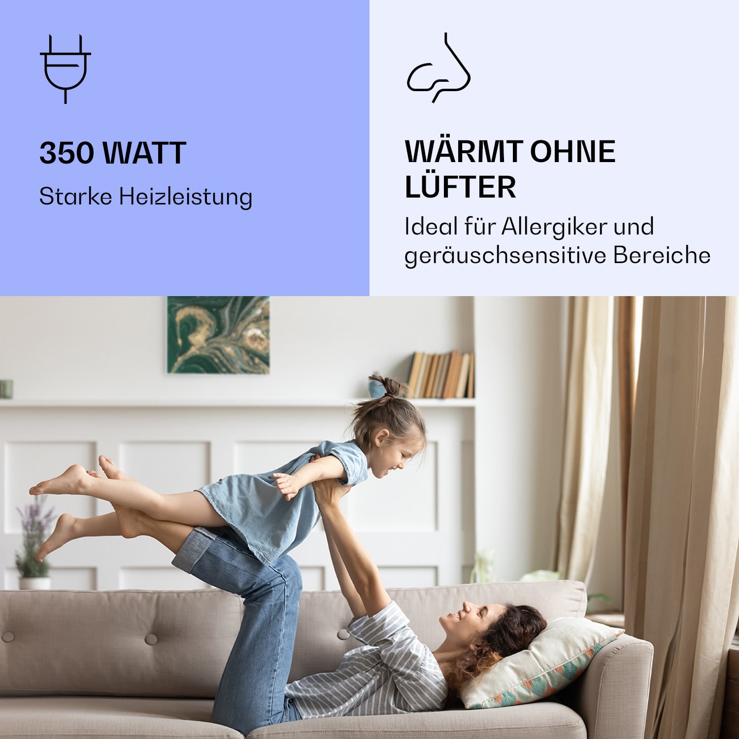 Wonderwall Air Art Smart Riscaldatore a infrarossi Vortice 60x60cm 350W 60 x 60 cm | Turbinii, cornice bianca