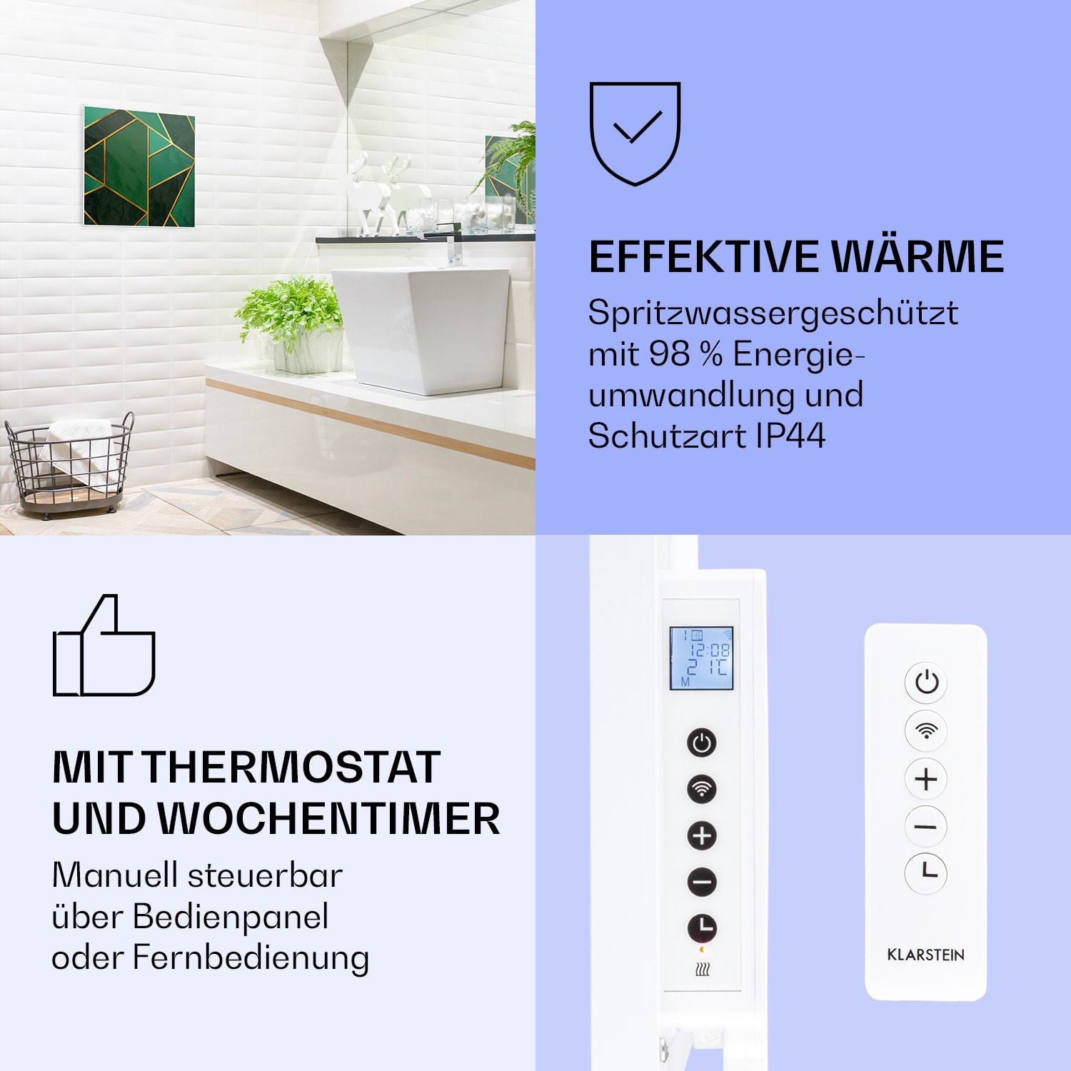 Wonderwall Air Art Smart Infrarotheizung Grüne Linie 60x60cm 350W 60 x 60 cm | Grüne Linie, weißer Rahmen