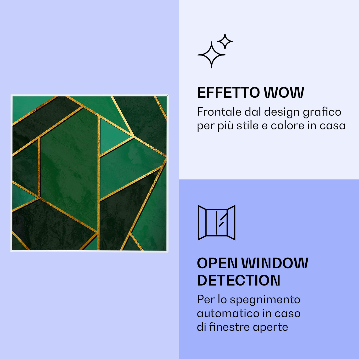 Wonderwall Air Art Smart Riscaldatore a infrarossi Linea verde 60x60cm 350W 60 x 60 cm | Linea verde, cornice bianca