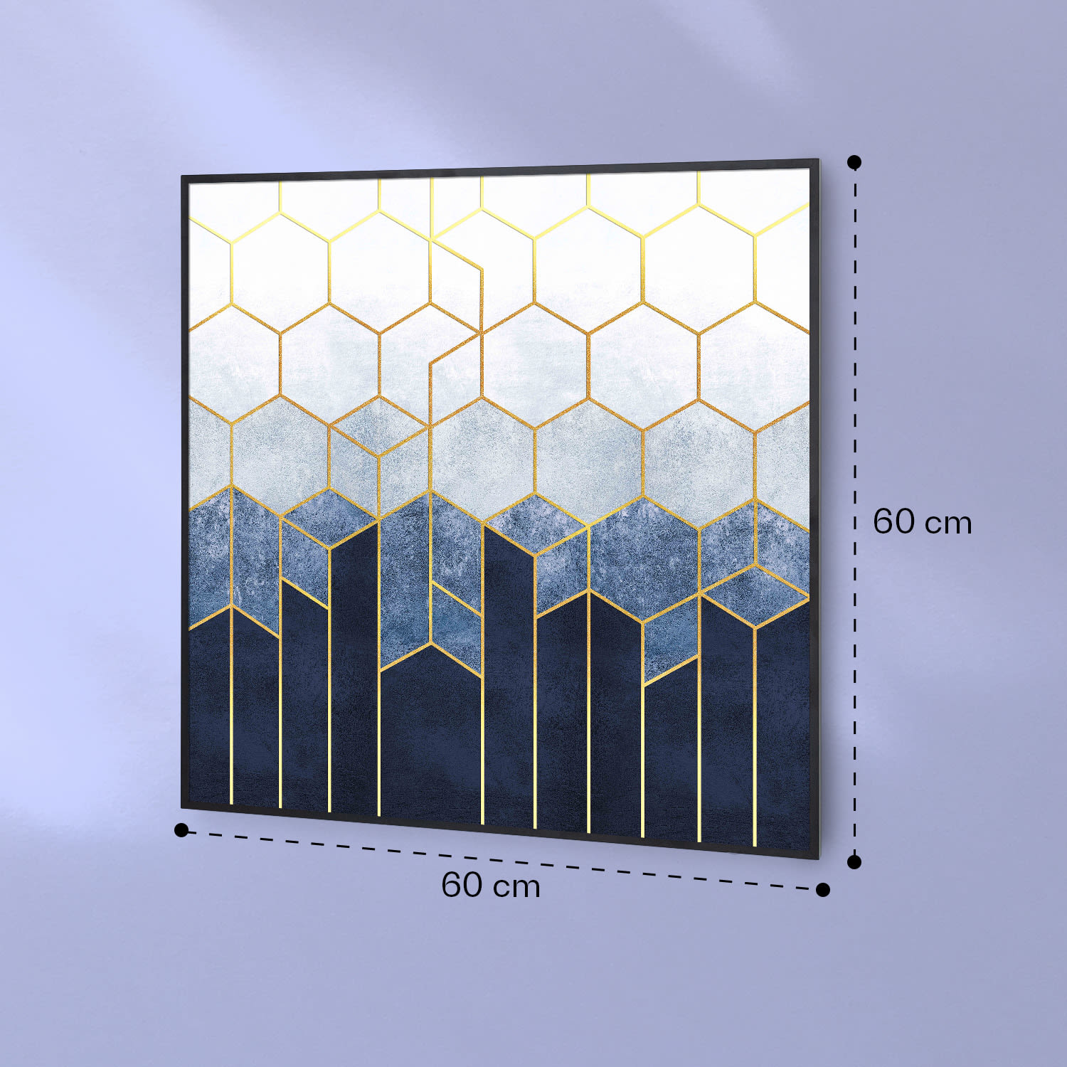 Wonderwall Air Art Smart, panel grzewczy na podczerwień, niebieska linia, 60 x 60 cm, 350 W 60 x 60 cm | Niebieska linia, czarna ramka