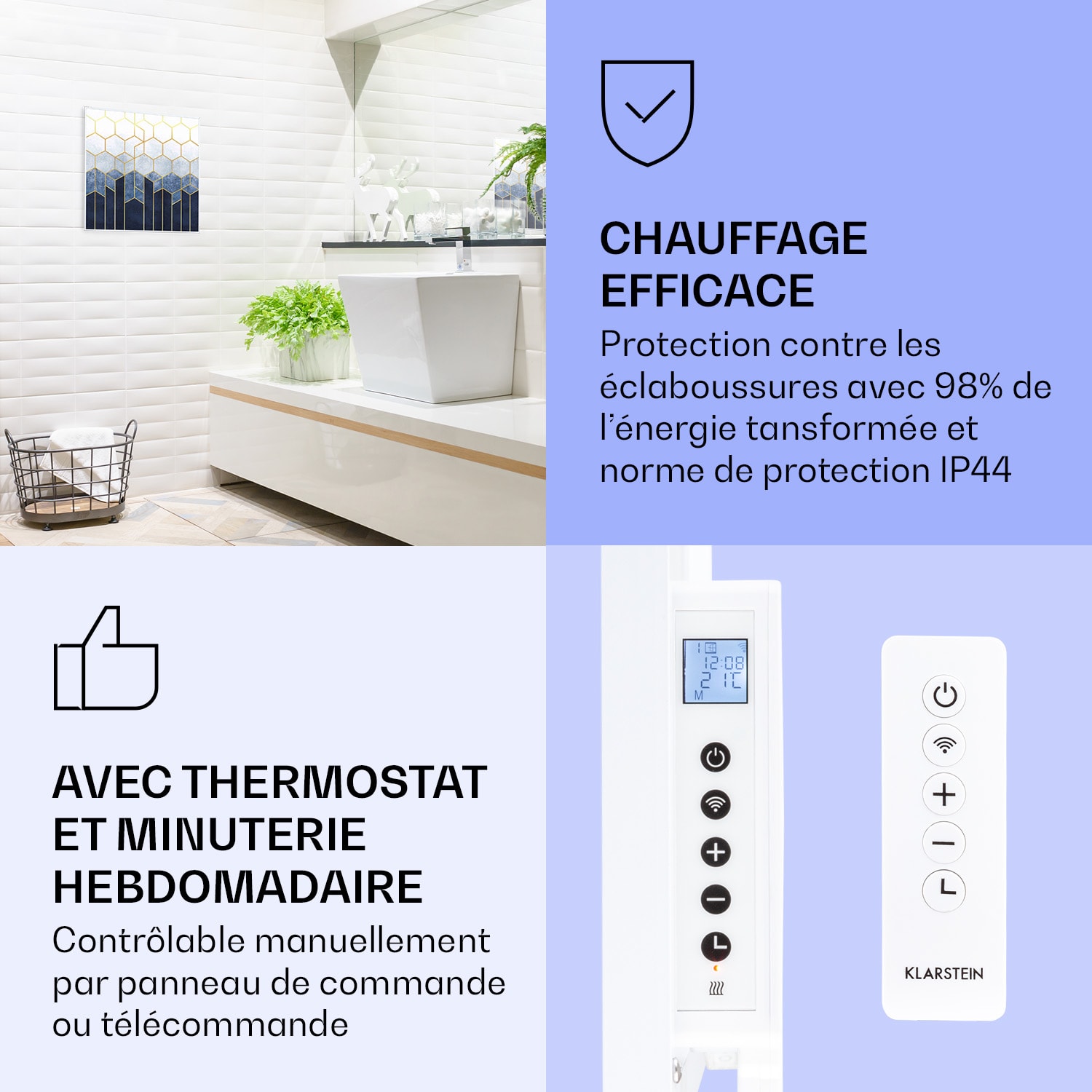 Radiateur infrarouge intelligent Wonderwall Air Art décor ligne bleue 60x60 cm 350 W 60 x 60 cm | Ligne bleue, cadre blanc