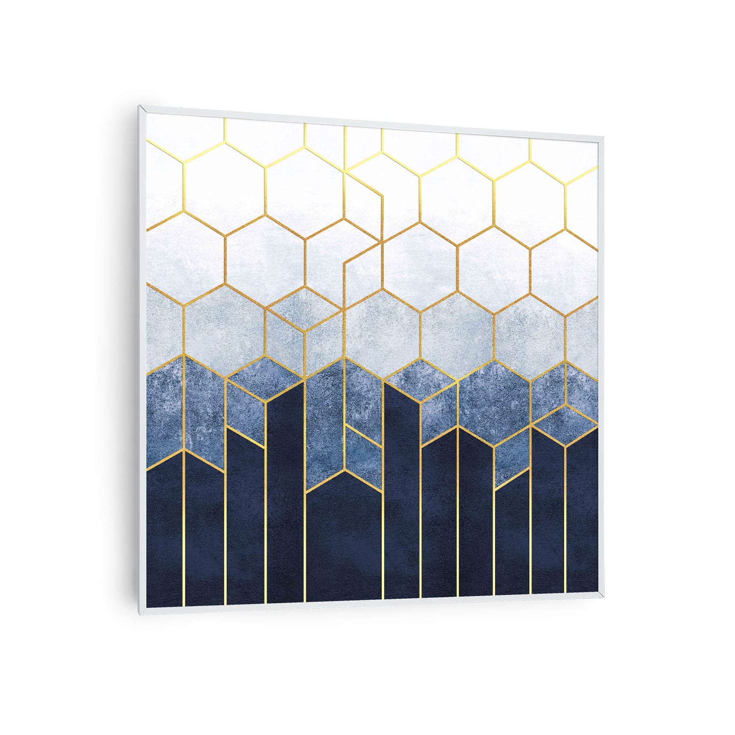 Wonderwall Air Art Smart, panel grzewczy na podczerwień, niebieska linia, 60 x 60 cm, 350 W 60 x 60 cm | Niebieska linia, biała ramka