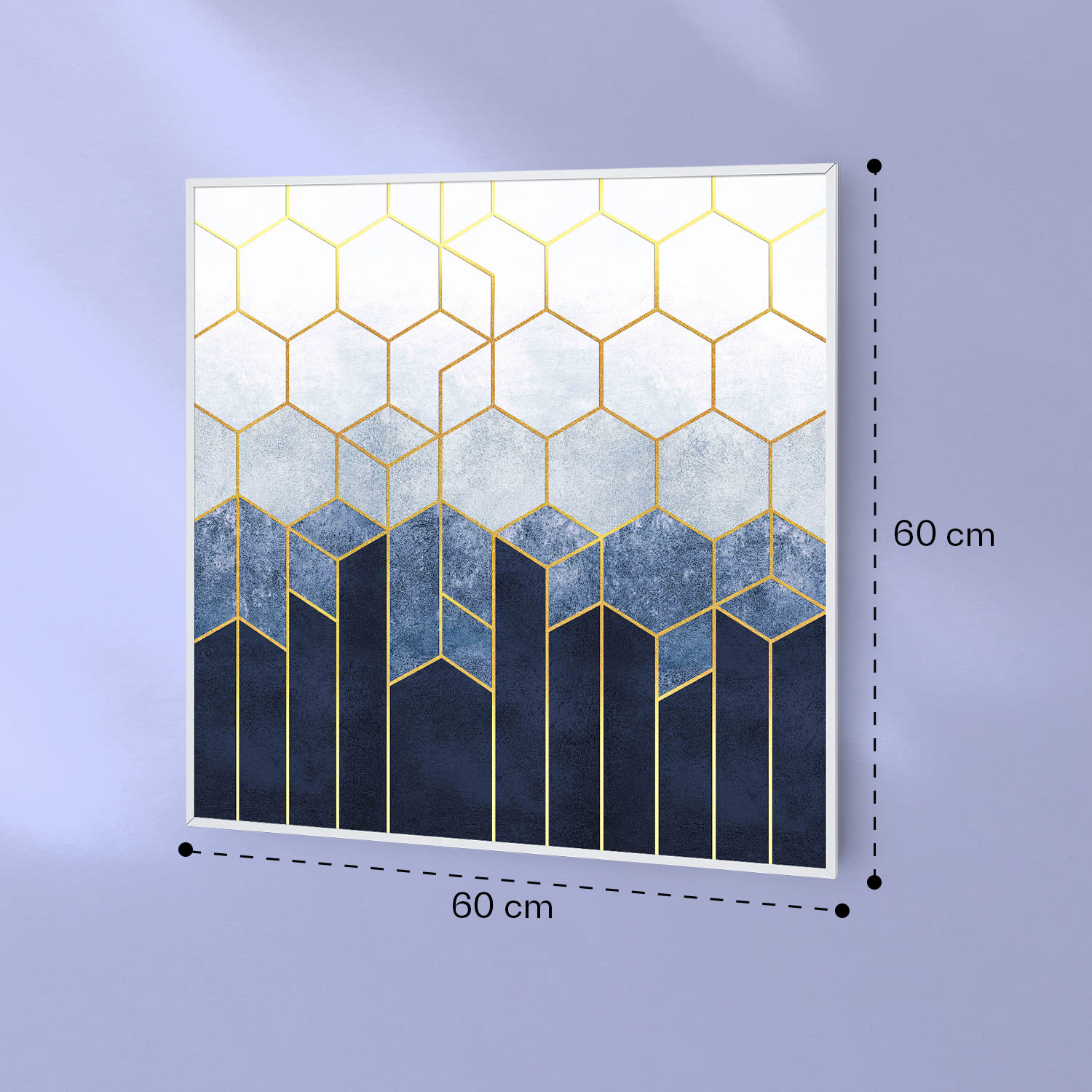 Wonderwall Air Art Smart, panel grzewczy na podczerwień, niebieska linia, 60 x 60 cm, 350 W 60 x 60 cm | Niebieska linia, biała ramka