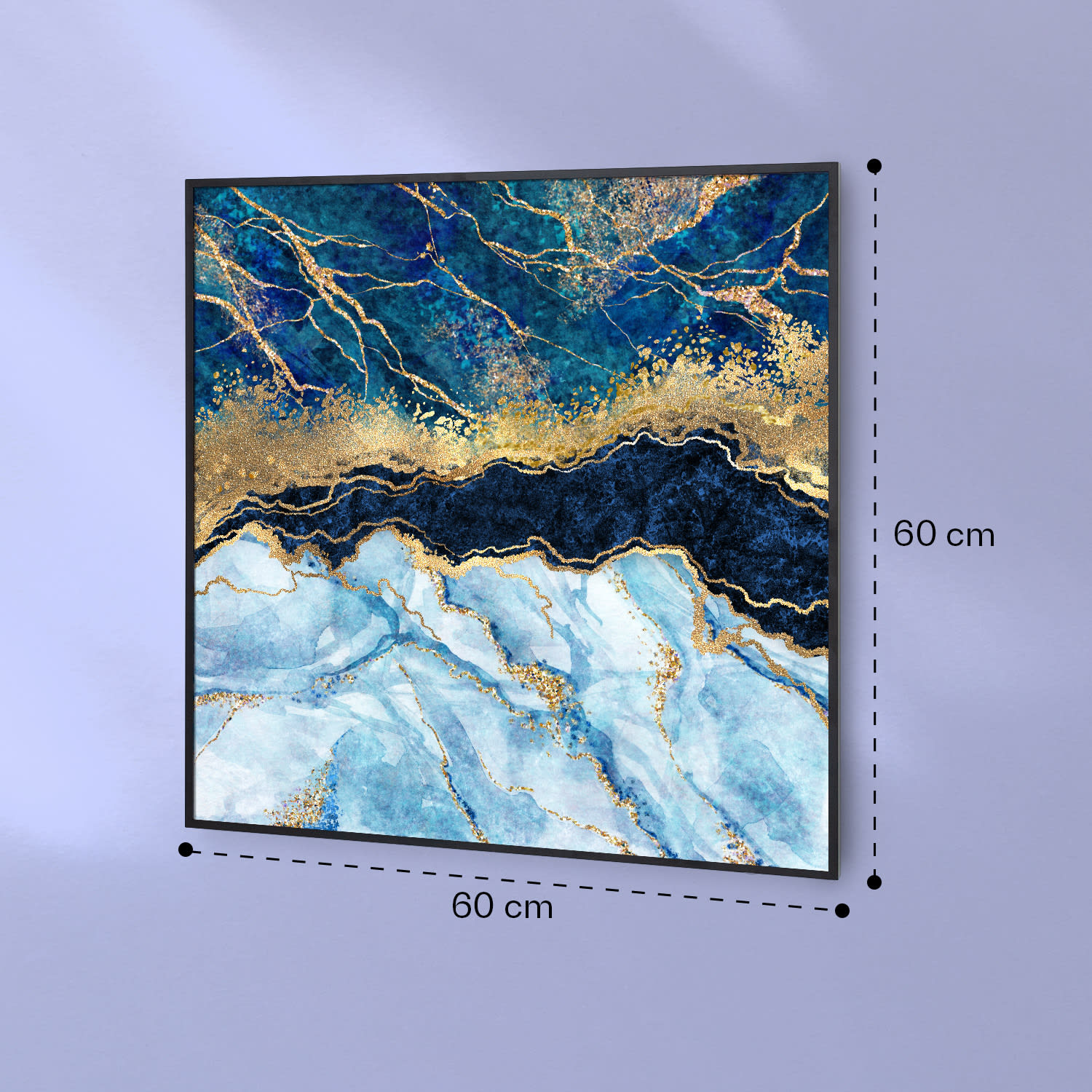 Wonderwall Air Art Smart, infracrveni grijač, plavi mramor, 60 x 60 cm, 350 W 60 x 60 cm | Plavi mramor, crni okvir