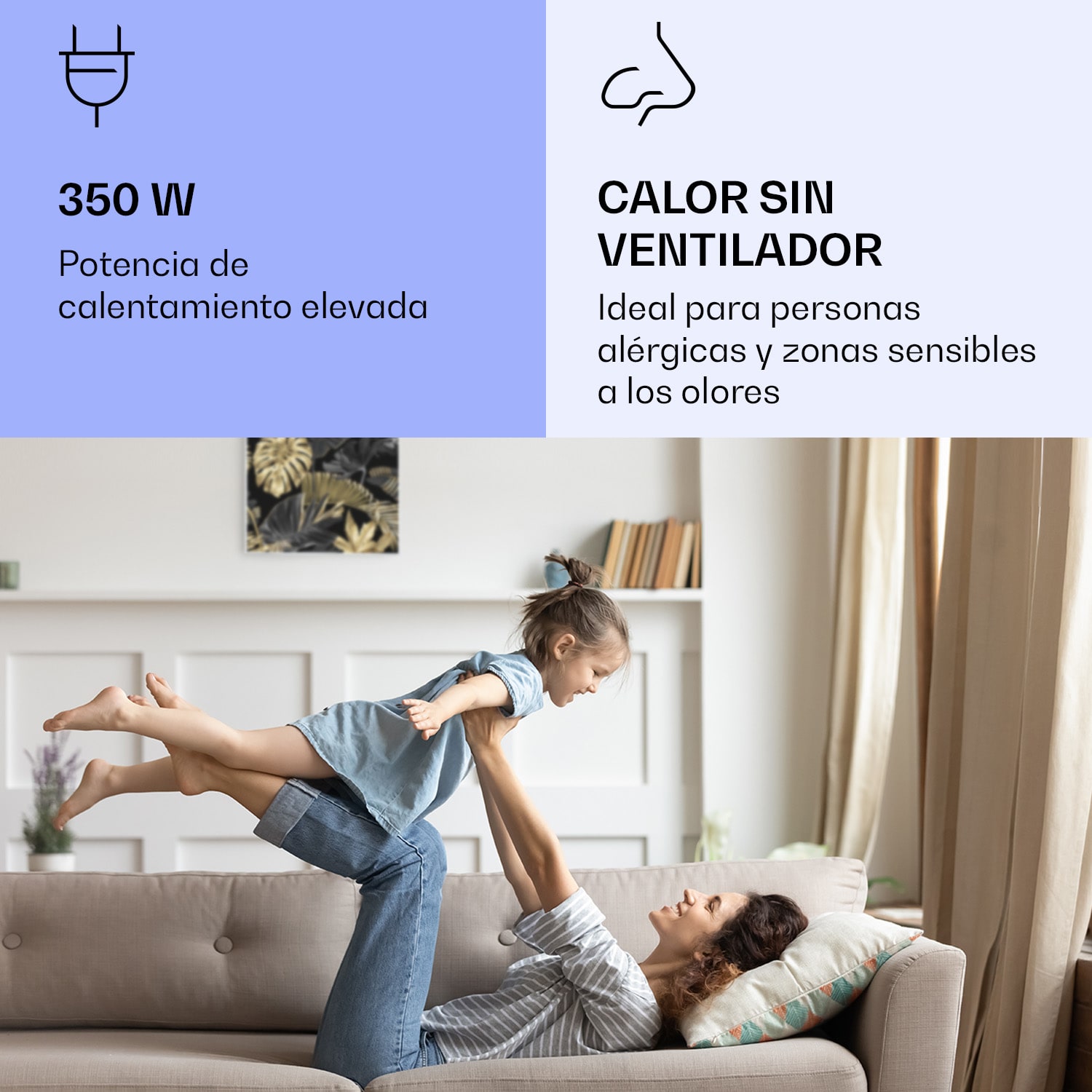 Wonderwall Air Art Calefactor infrarrojo inteligente de flor negra 60 x 60 cm 350 W 60 x 60 cm | Flor negra, marco blanco